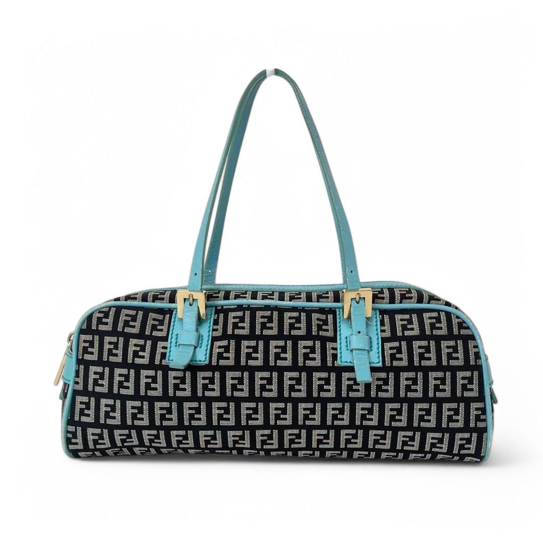 Fendi Fendi - Mini Boston Shoulder Bag Zucchino Zucca Turqoise Size ONE SIZE - 3 Thumbnail
