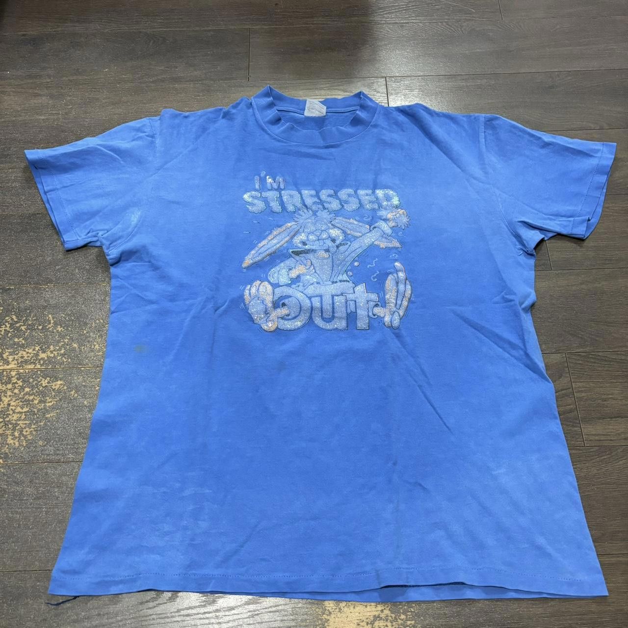 Designer Vintage stressed out cartoon t shirt 90s XL Size US XL / EU 56 / 4 - 2 Thumbnail