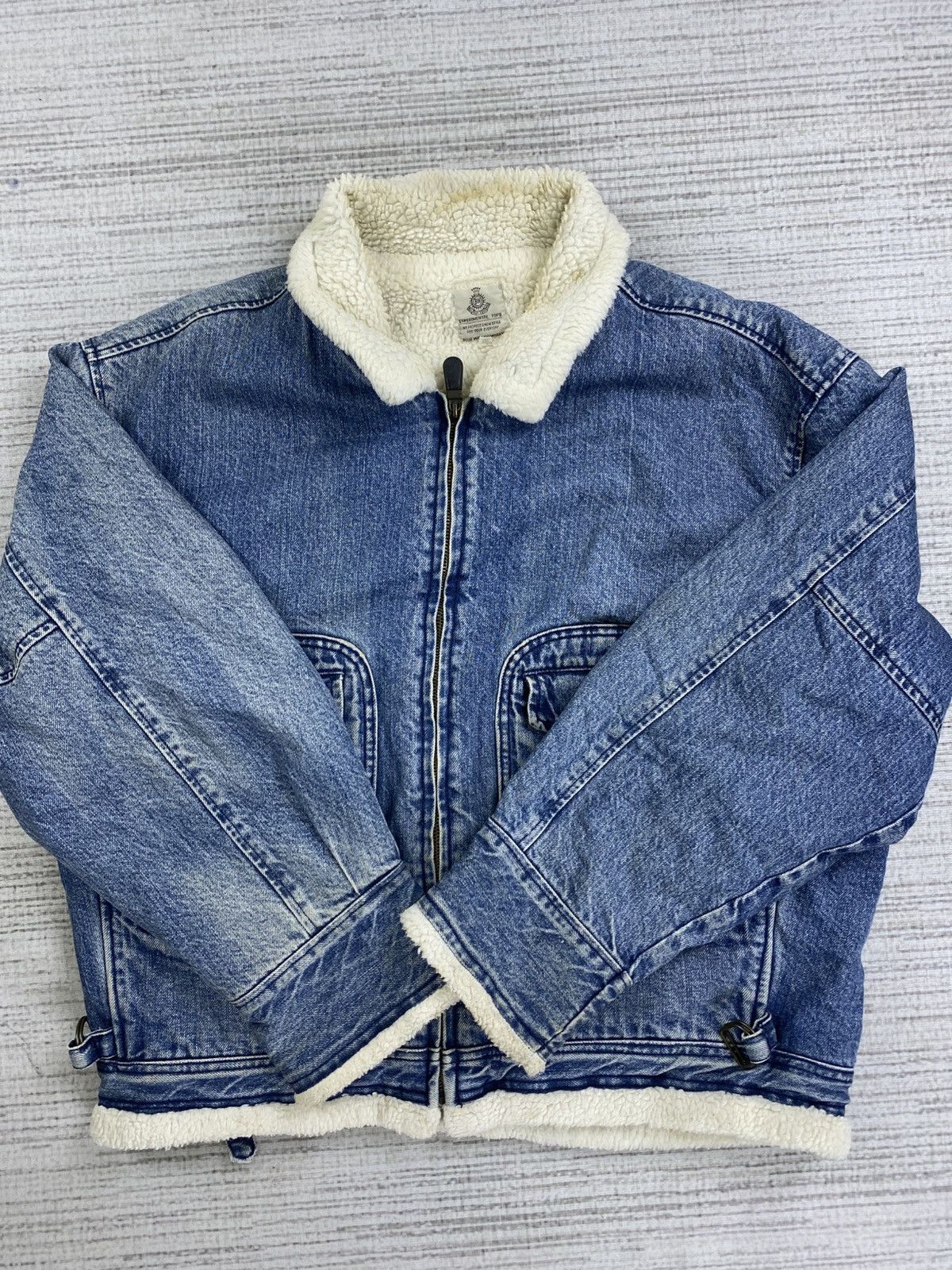 Japanese Brand × Vintage Vtg 90s Blue Way Company Lined Sherpa Bomber Denim Jacket Size US XL / EU 56 / 4 - 3 Thumbnail