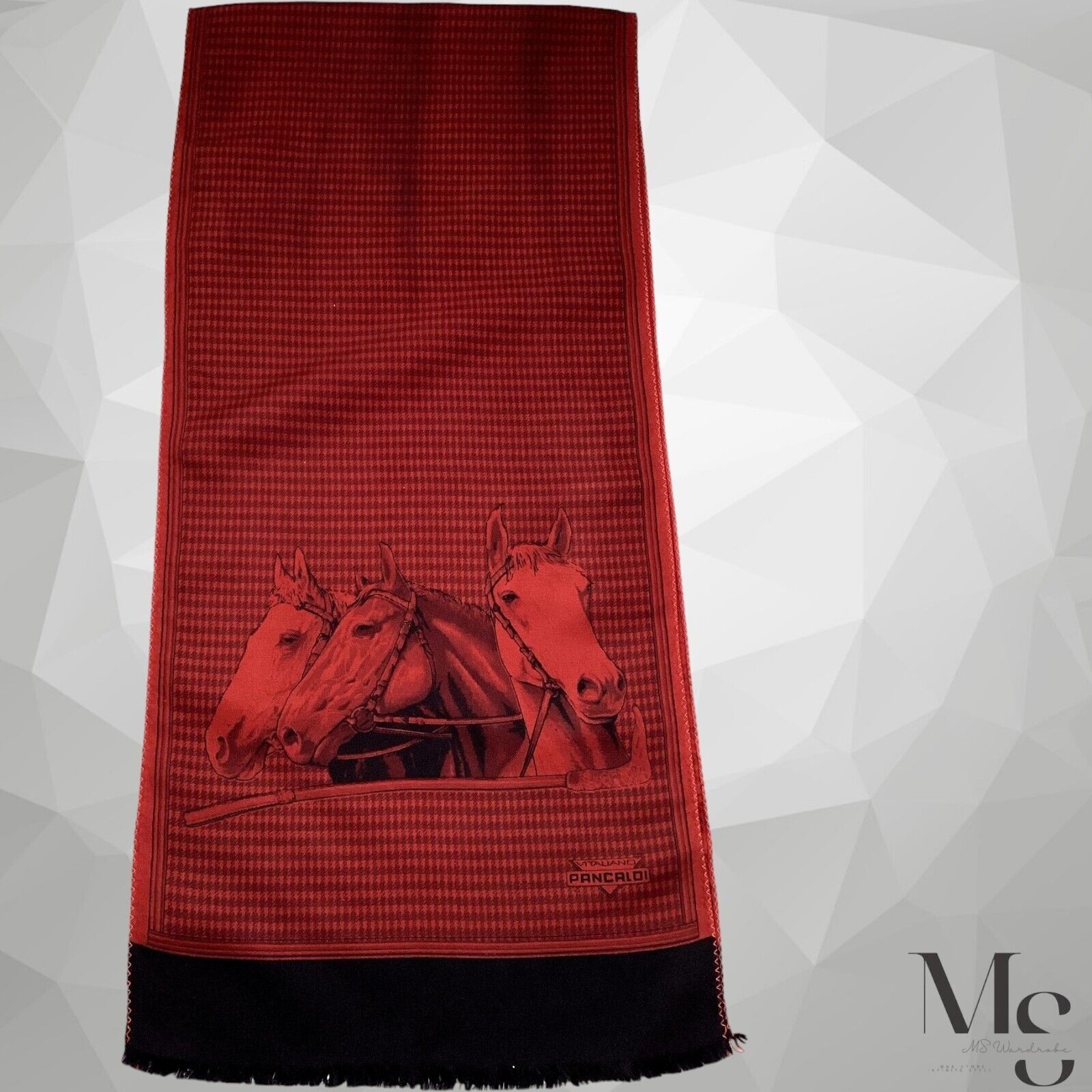 Vitaliano VITALIANO PANCALDI Red Horse Print Rectangle Silk Scarf Itl Size ONE SIZE - 2 Thumbnail