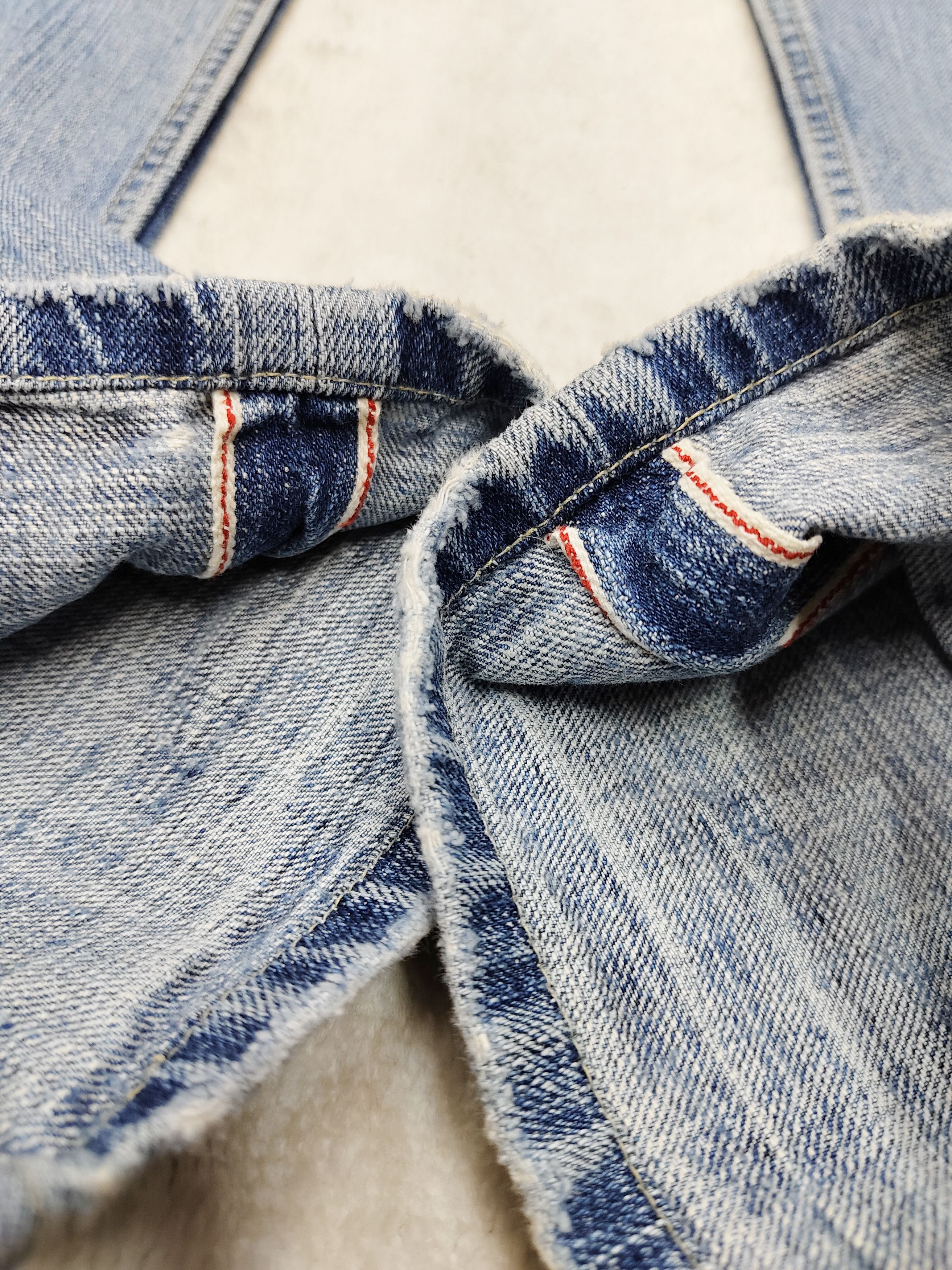 Japanese Brand 00s Rattletrap 🇯🇵 Distressed Pacthwork Raw Selvedge Jeans Size US 32 / EU 48 - 6 Thumbnail