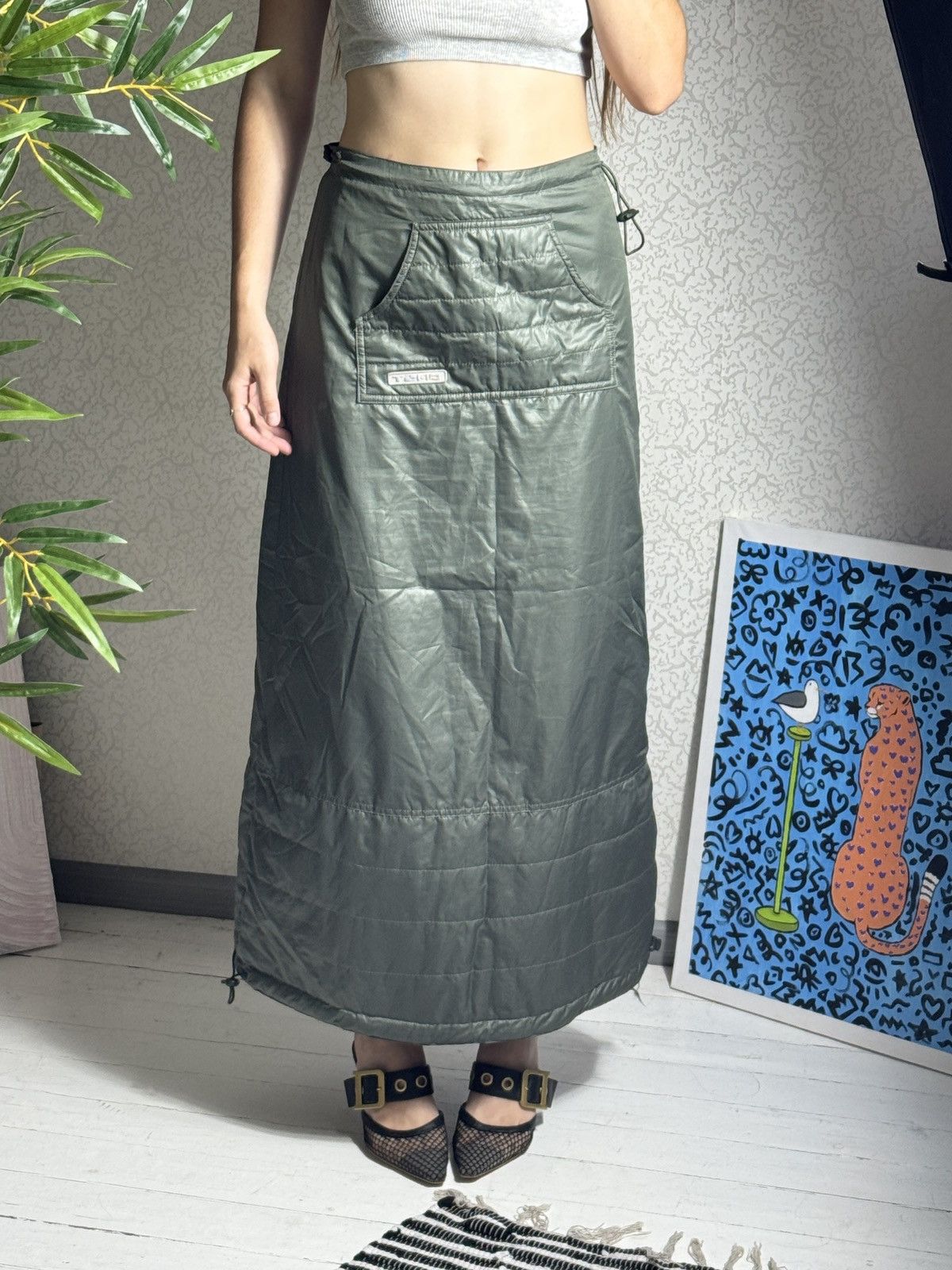 Other VINTAGE GORPCORE NYLON DRAWSTRING MAXI SKIRT Size 27" / US 4 / IT 40 - 4 Thumbnail