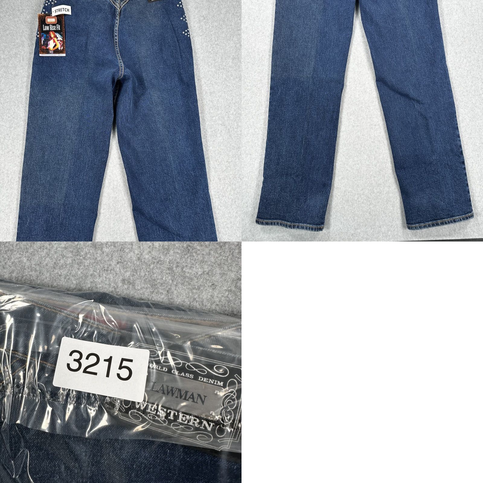 Vintage Lawman Jeans Women Blue Low Rise Slim Fit Stretch Crystal Studded 11 Slim 34in Inseam Denim Western Size 32" / US 10 / IT 46 - 10 Thumbnail