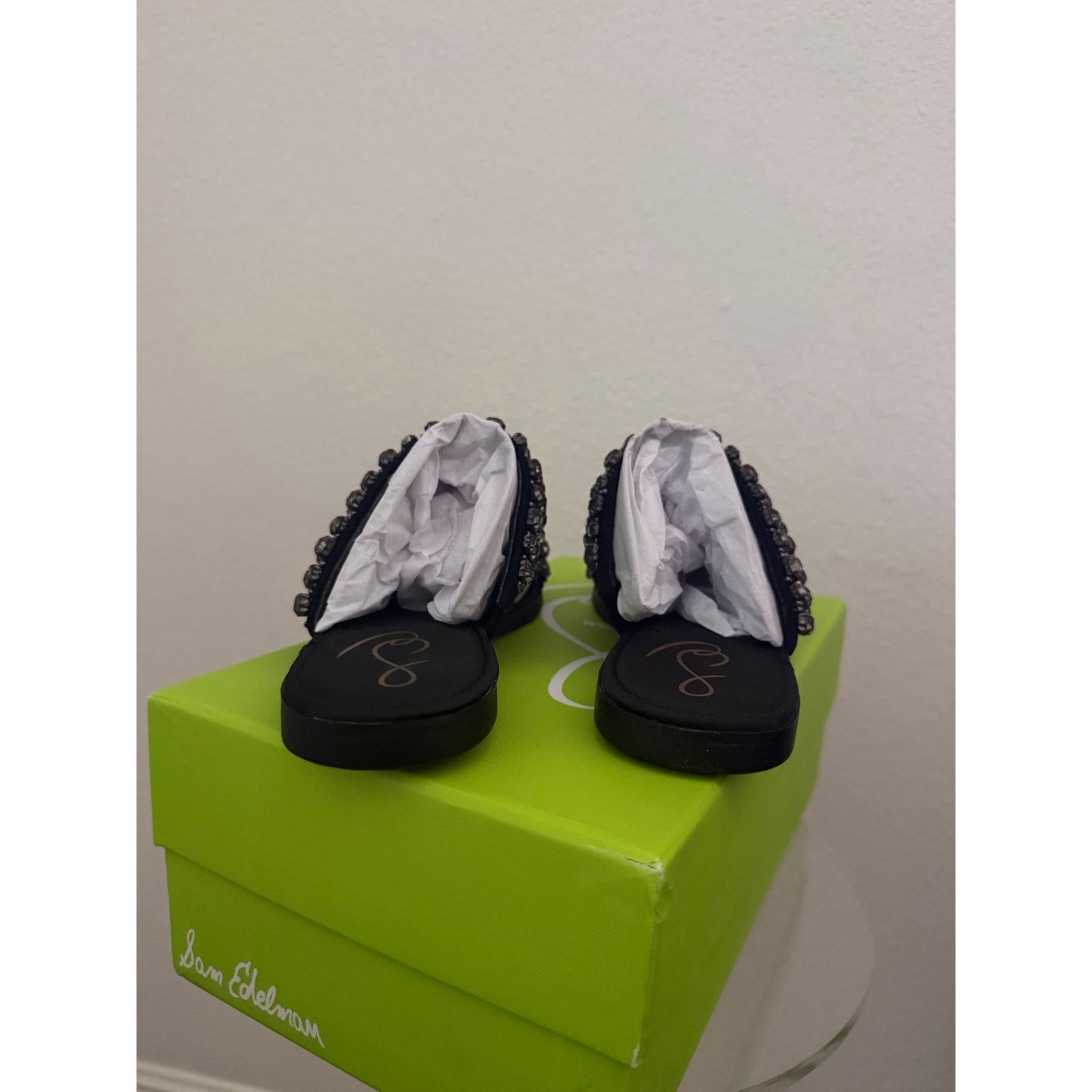 Sam Edelman Sam Edelman Ezel Black Embellished Slip On Sandals Size US 5.5 / IT 35.5 - 8 Thumbnail