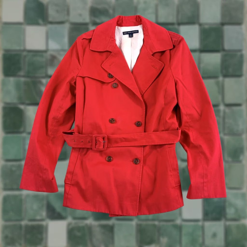 Brooks Brothers VINTAGE Brooks Brothers Trench Coat Women 10 Red Military Belted Double Breasted Coat Size L / US 10 / IT 46 - 1 Thumbnail