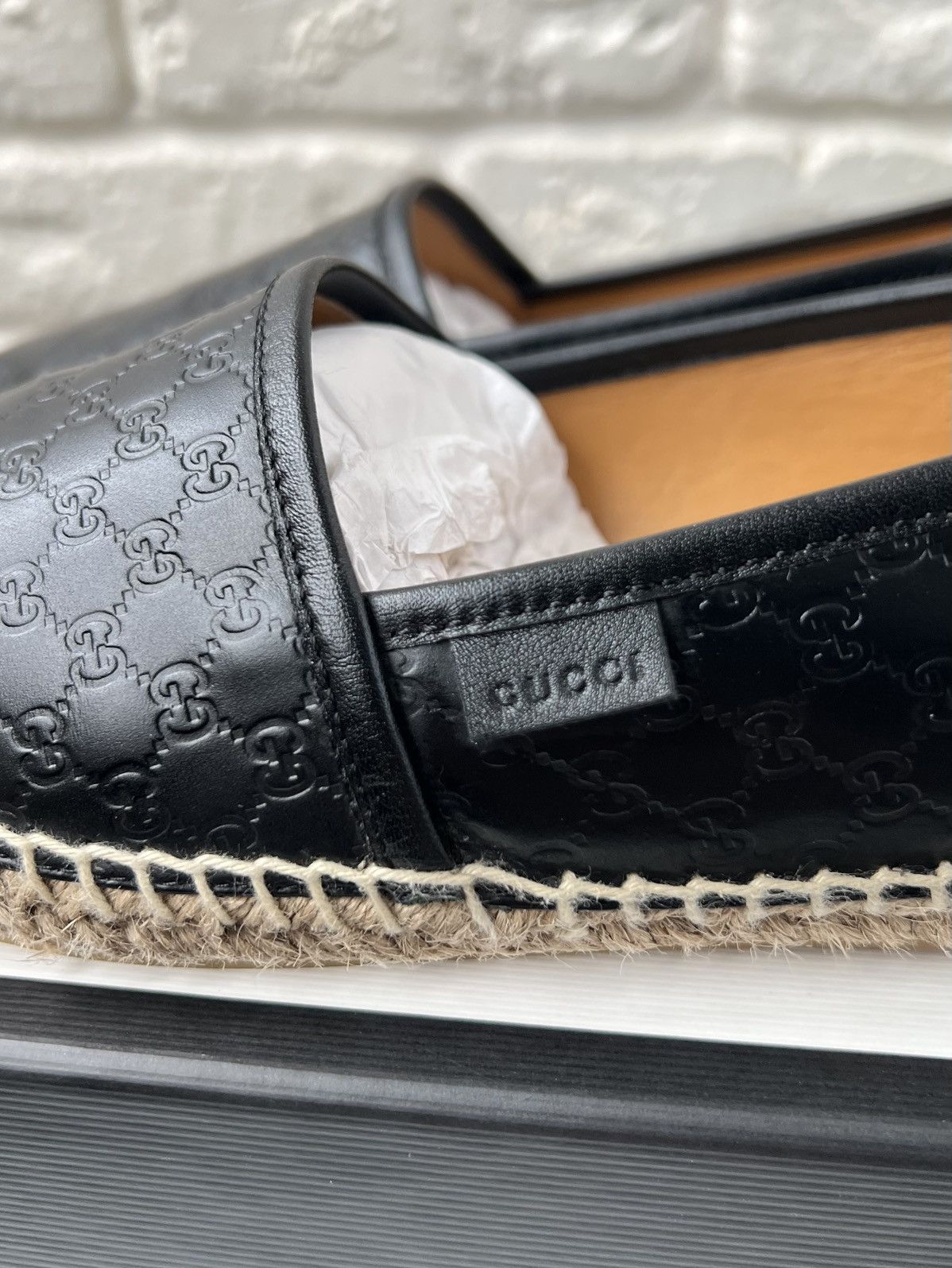 Gucci Gucci GG Monogram Black Leather Espadrilles Shoes Size US 8 / EU 41 - 4 Thumbnail