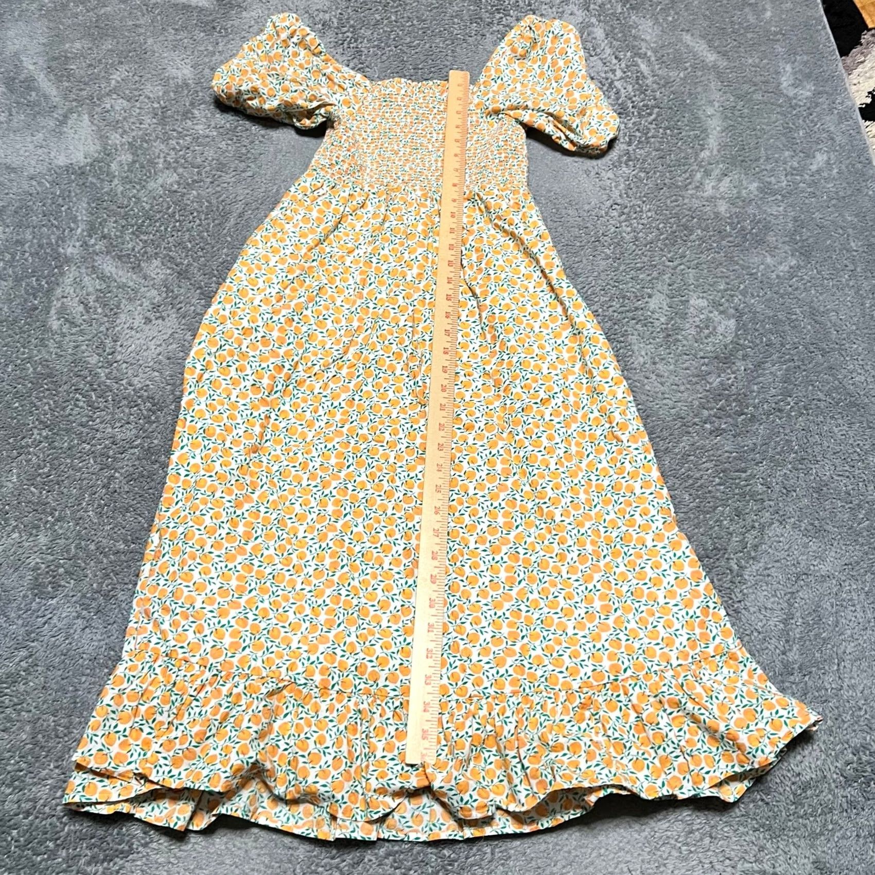 J.Crew J.Crew Dress Womens XS Peach Orange Smocked Midi Puff Sleeve Prairie Orange Peach XS Womens Dress Size XS / US 0-2 / IT 36-38 - 5 Thumbnail