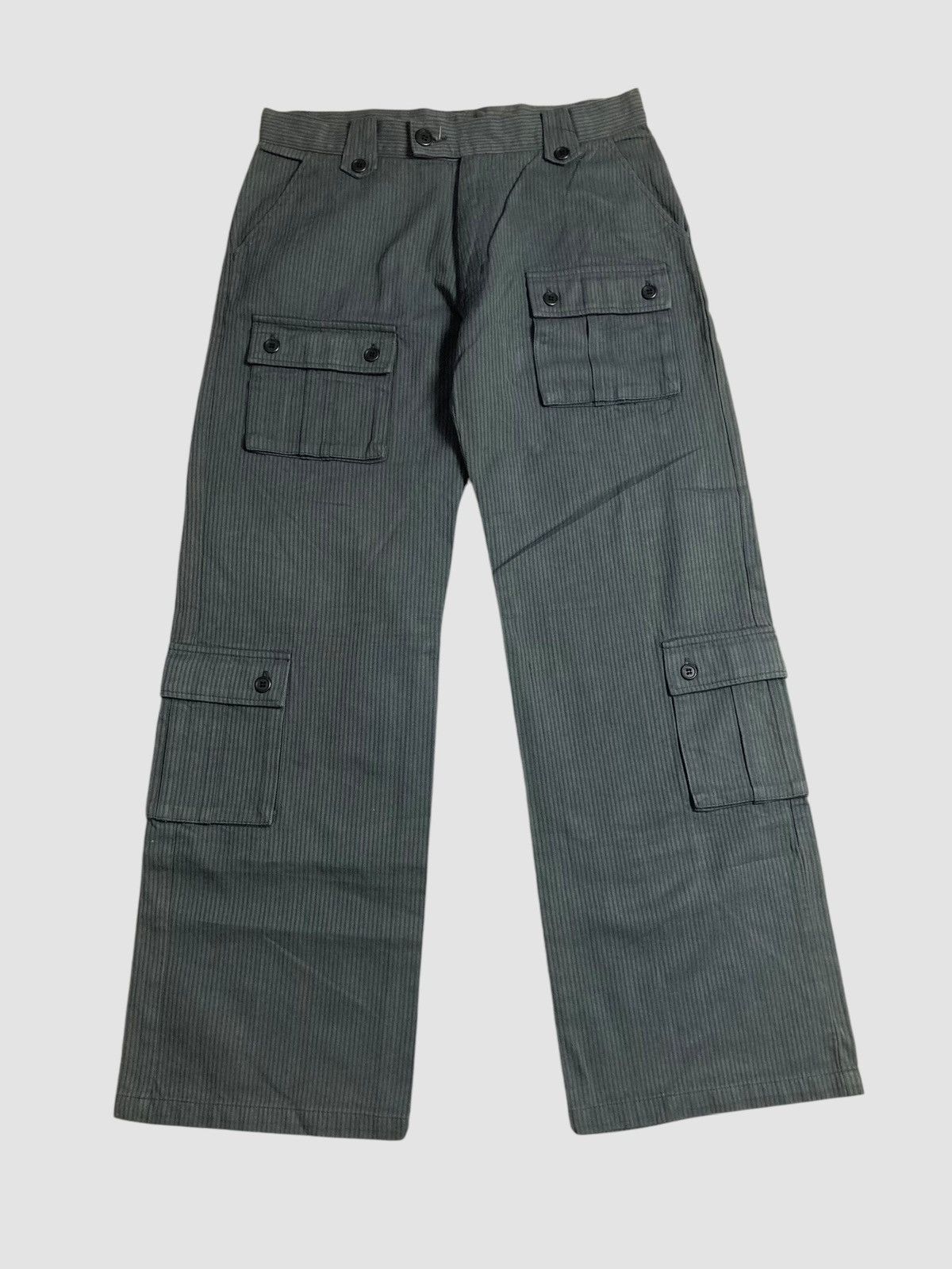 Hysteric Glamour × Japanese Brand × PPFM OLIVE GIRL Striped Unique Cargo Pants Multi Pocket Size US 29 - 1 Thumbnail