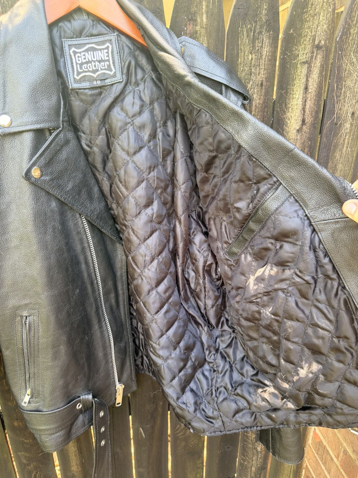 Band Tees VTG Genuine Leather Jacket With Belt & Zippers Size US L / EU 52-54 / 3 - 5 Thumbnail