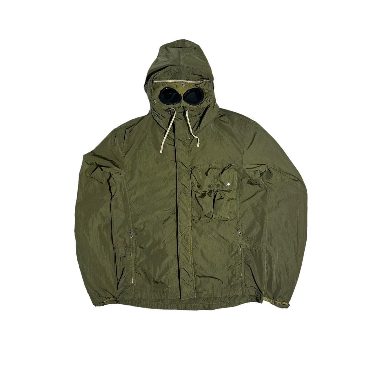 image of C P Company Cp Company Chrome Nylon Zip Up Goggle Jacket in Khaki, Men's (Size Medium)