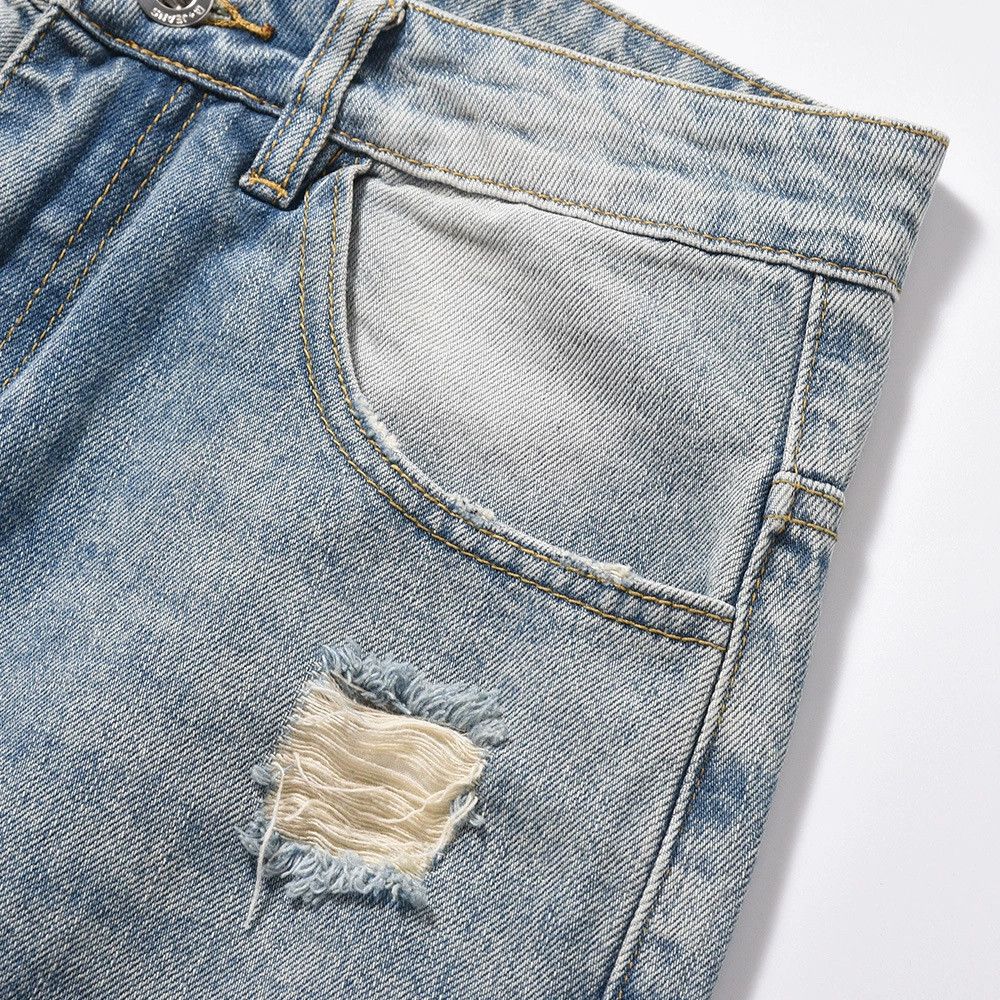 Vintage Men's loose all-match straight washed ripped jeans Size US 32 / EU 48 - 3 Thumbnail