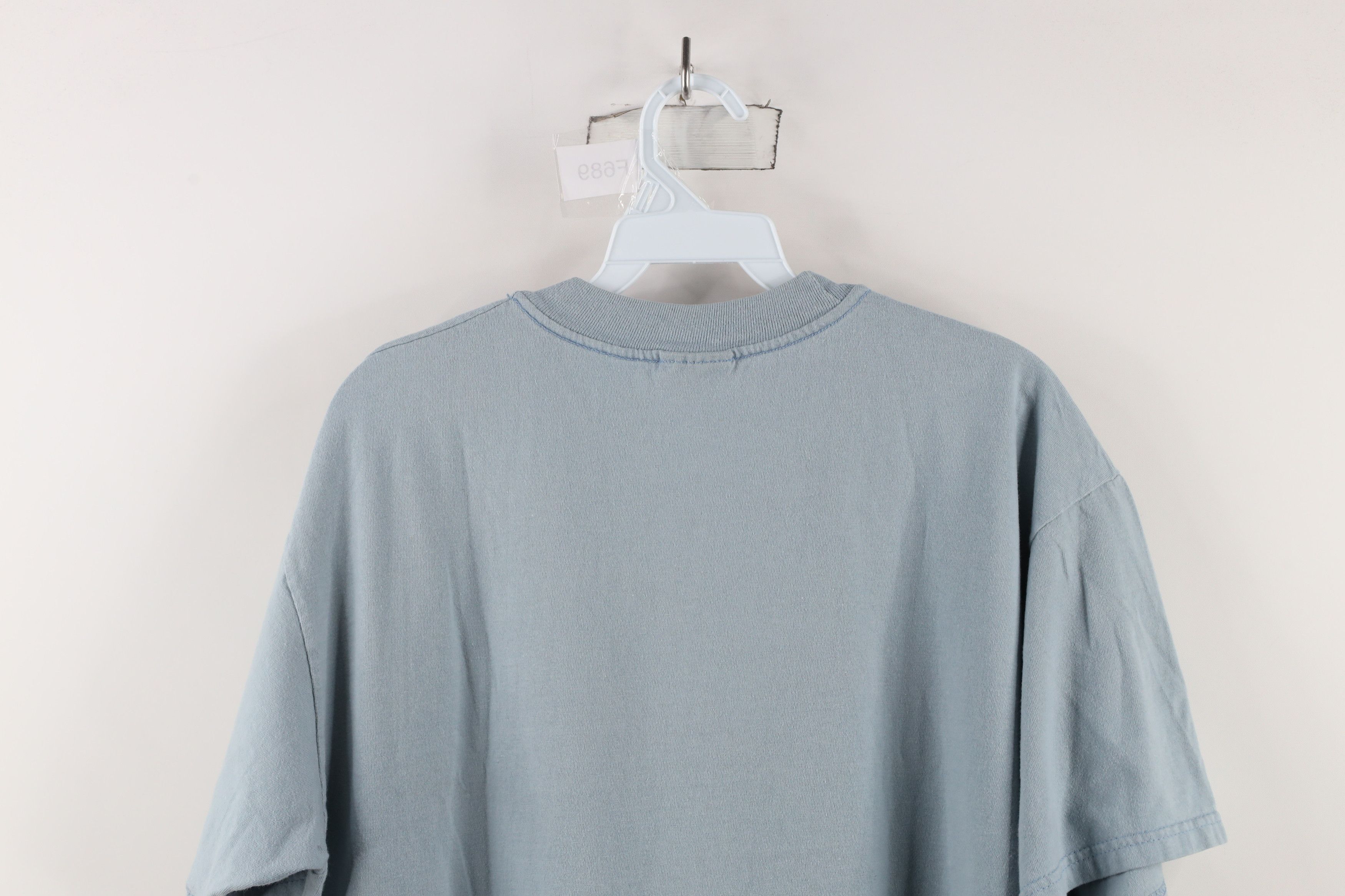 Hanes × Vintage Vintage 90s Hanes Beefy Blank Heavyweight T-Shirt Steel Blue Size US L / EU 52-54 / 3 - 8 Thumbnail