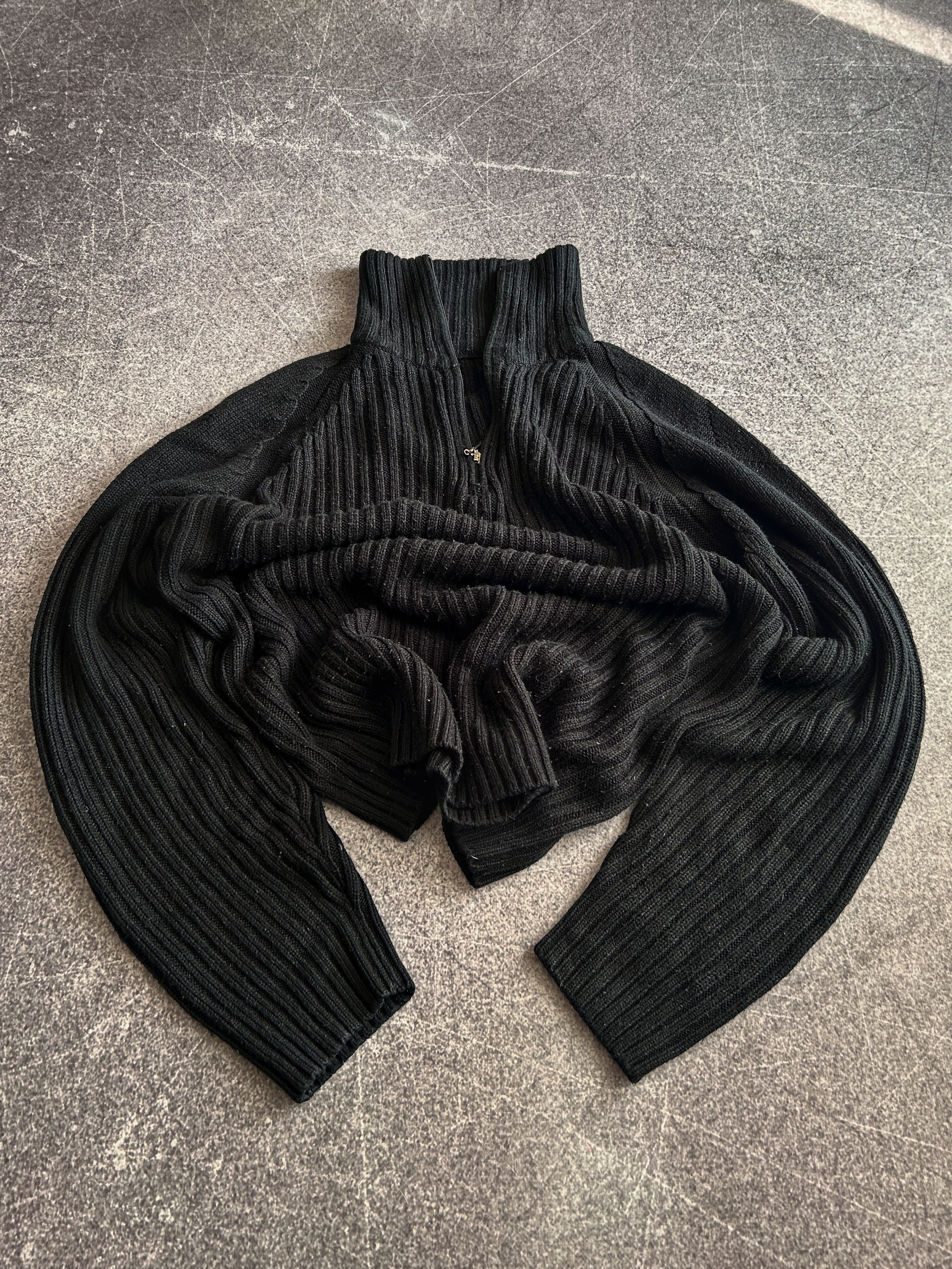 JUNYA WATANABE Black Cotton hot Arm-Hole Ribbed Paneled Scarf