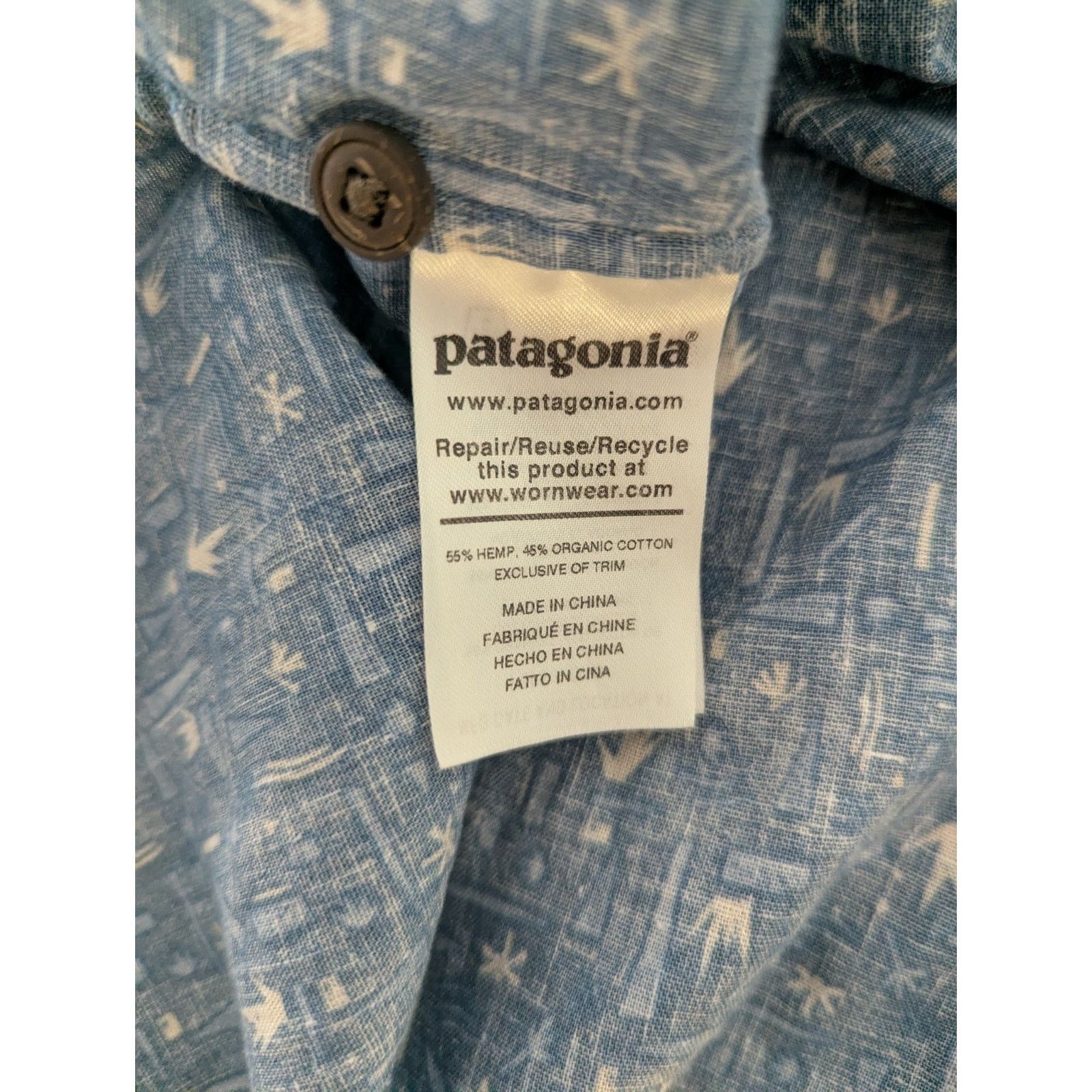 Patagonia Patagonia Men's Medium Shirt Blue Hemp Organic Cotton Size US M / EU 48-50 / 2 - 6 Thumbnail