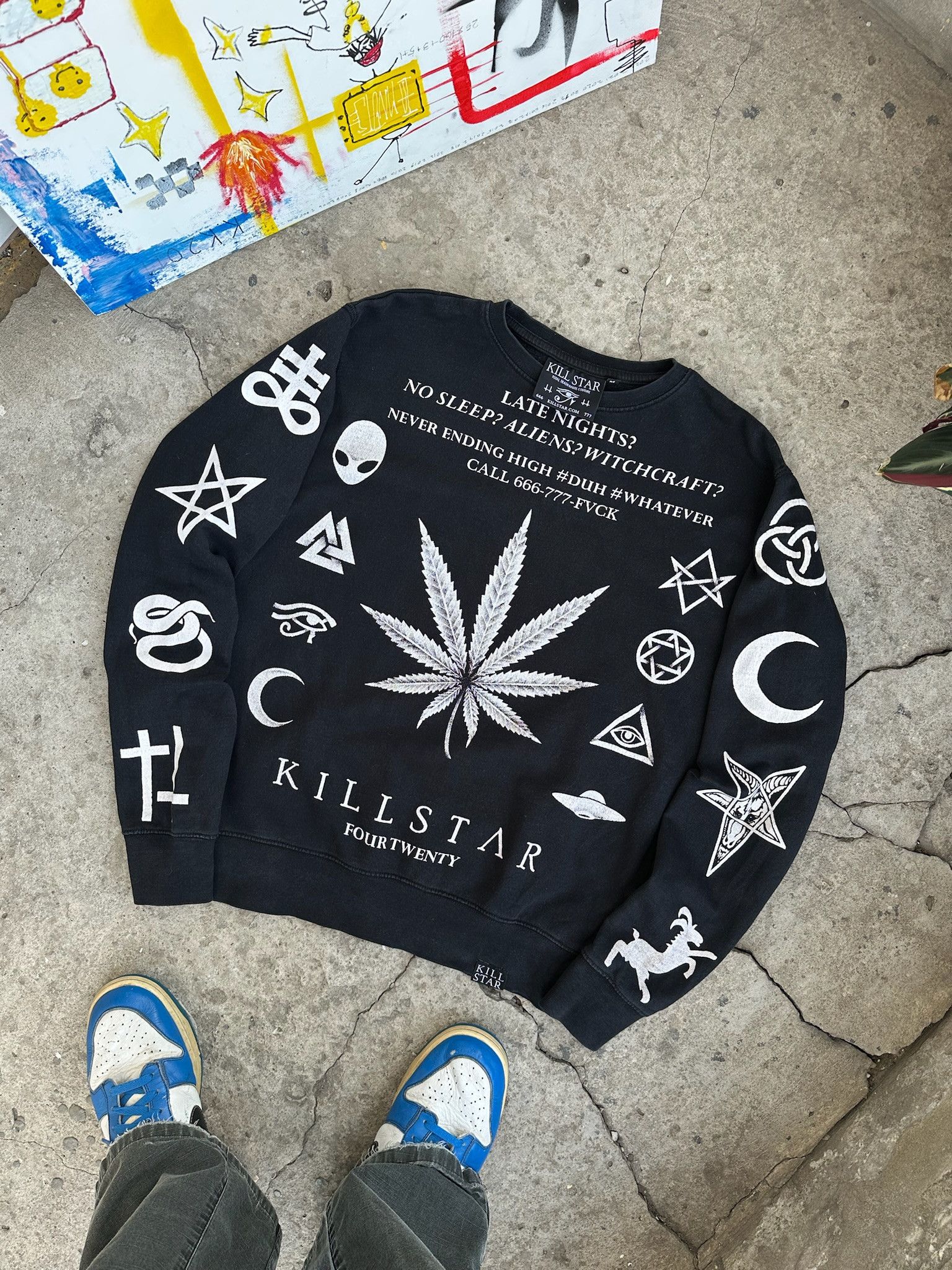 Killstar Killstar 666 alien weed overprinted sweatshirt marijuana Size US M / EU 48-50 / 2 - 8 Thumbnail