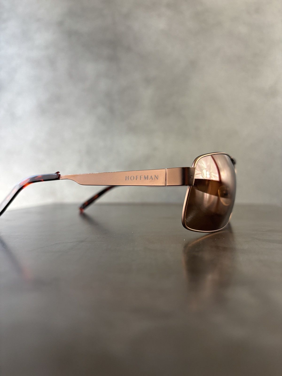 Designer Hoffman Sunglasses Aviators Bronze Metal Wrap Shield 90s Size ONE SIZE - 15 Thumbnail