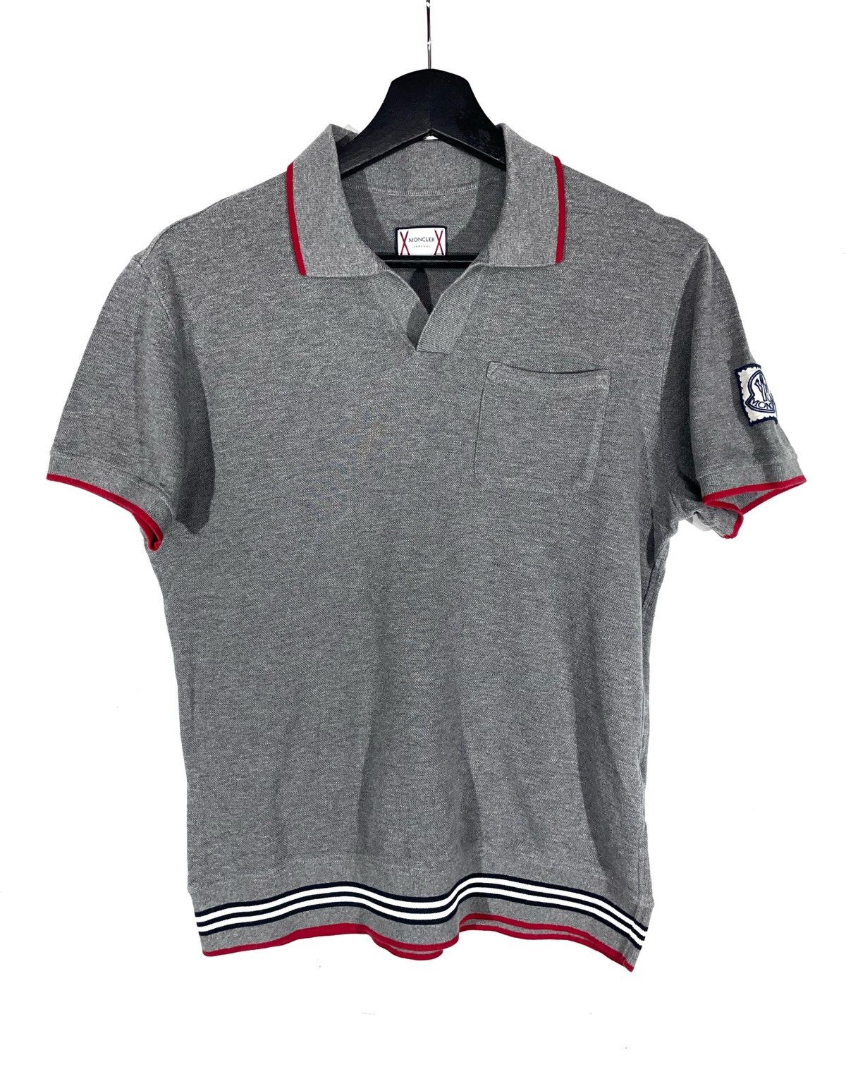 image of Moncler Men Gray Polo Gamme Bleu Size S-M Thom Browne in Grey