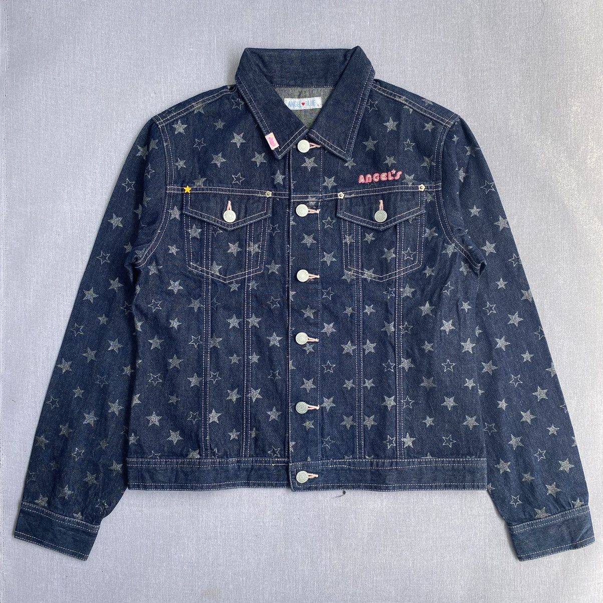 image of Angel Blue Vintage Trucker Jacket Jeans Angle Blue Full Star Logo, Women's (Size Large)