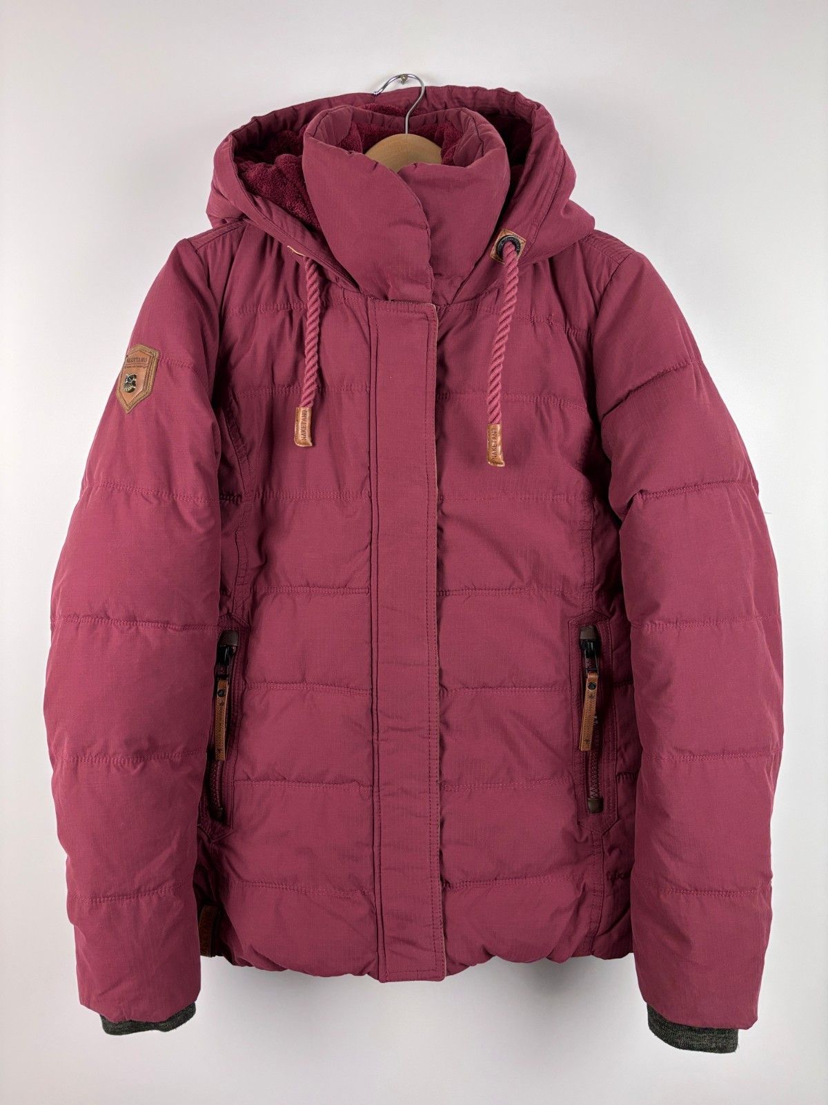 Naketano Womens Naketano Full Zip Warm Hooded Jacket Burgundy Size L Size L / US 10 / IT 46 - 1 Thumbnail