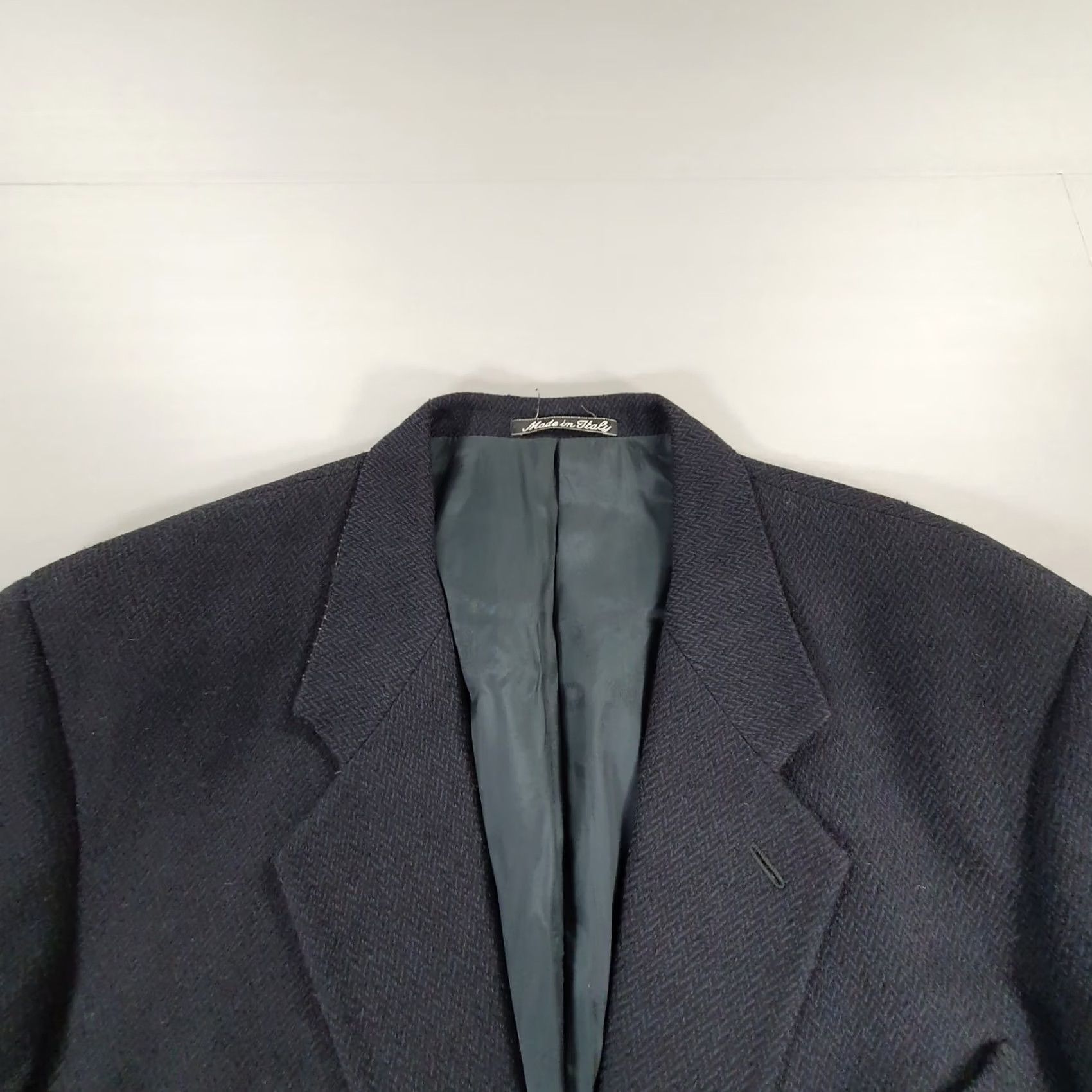 Giorgio Armani Giorgio Armani Collezioni Mens Blazer Navy Blue 44 R Tweed Herringbone Jacket Size 44R - 2 Thumbnail