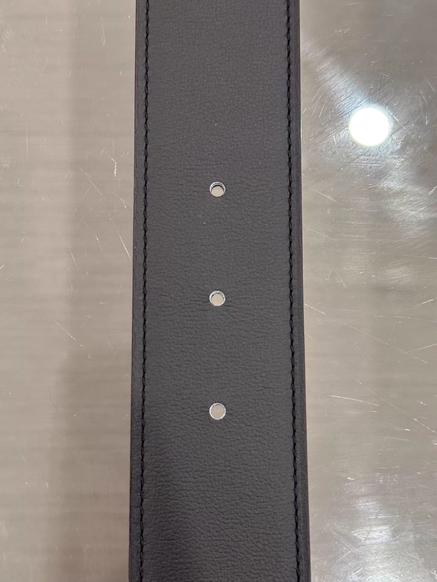 Hermes Hermes Men's Black & Burgundy H Logo Silver Buckle Belt 95 Size ONE SIZE - 7 Thumbnail