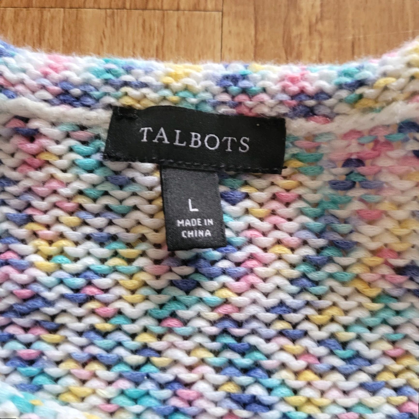 Talbots Talbots Sweater Top Womens M White Purple V Neck Chunky Knit Casual Pullover 3/4 Sleeves Rolled neckline Size M / US 6-8 / IT 42-44 - 4 Thumbnail