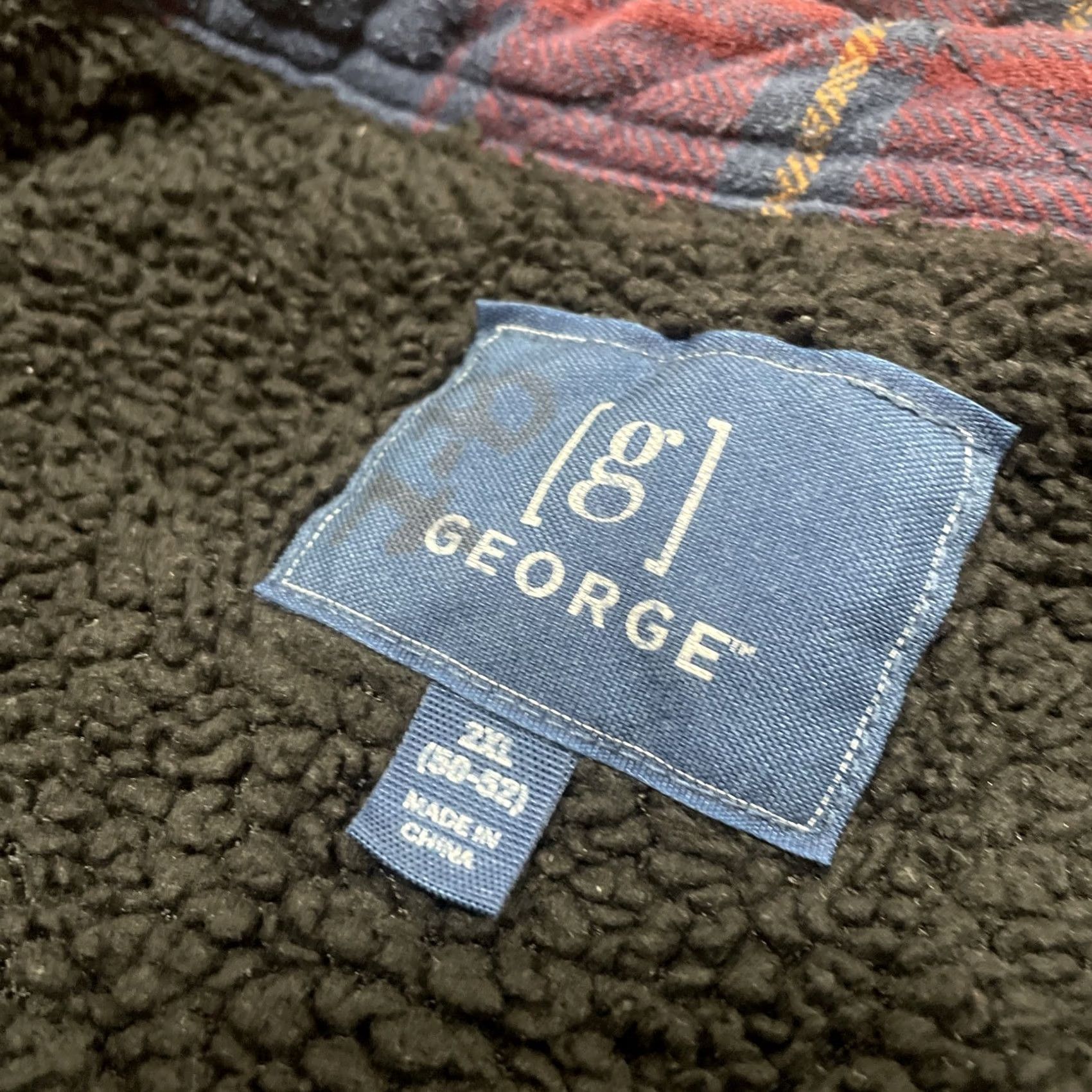 George George Shacket Men 2XL Plaid Sherpa Fleece Jacket Blank et Beach Pile Blanket Safety-Classic Pilled Pockets Logo Blue Red Vintage Mens 2XL Size US XXL / EU 58 / 5 - 6 Thumbnail