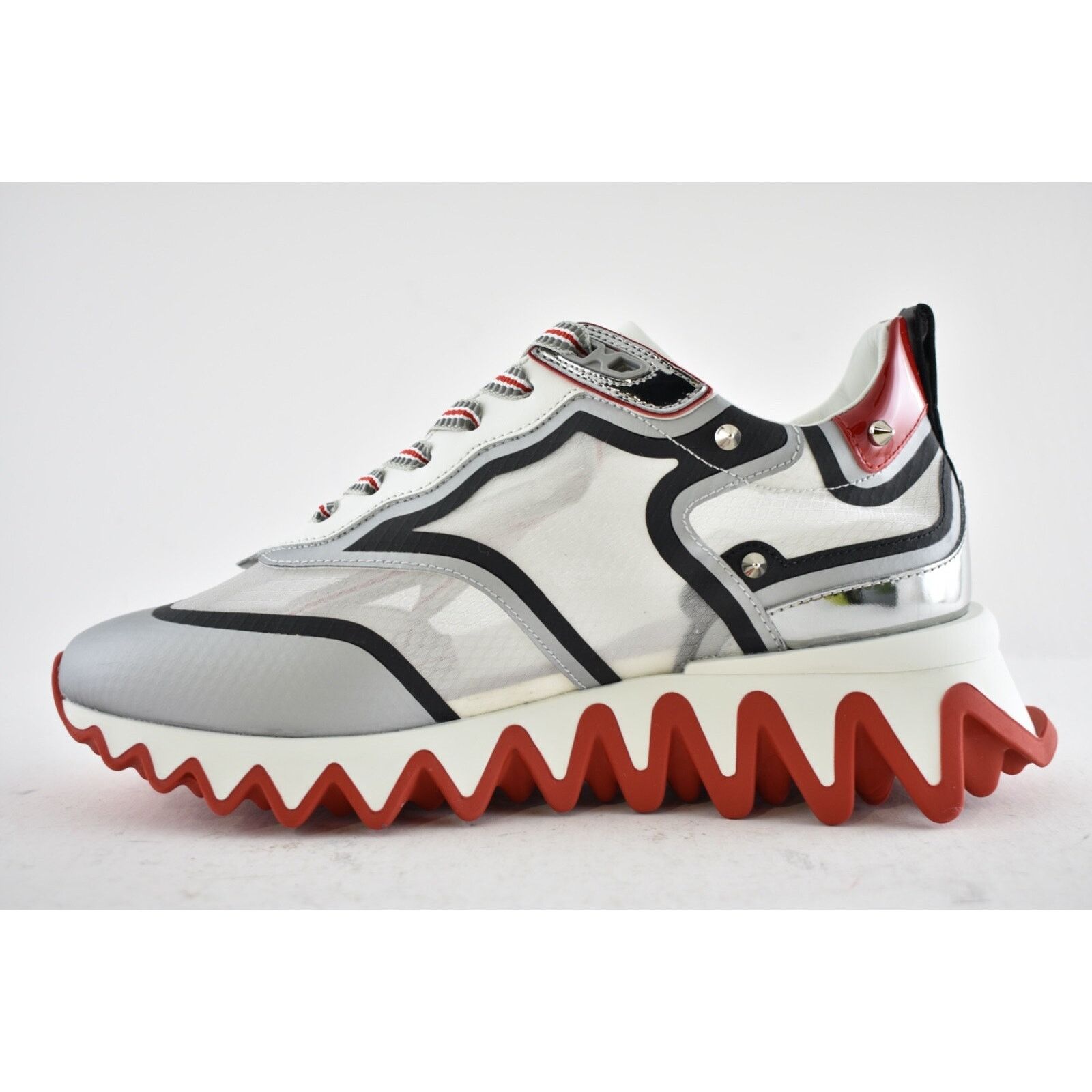 Christian Louboutin Sharkina Flat Silver Black Red Platform Low Top Sneaker 36.5 Size US 6.5 / IT 36.5 - 8 Thumbnail