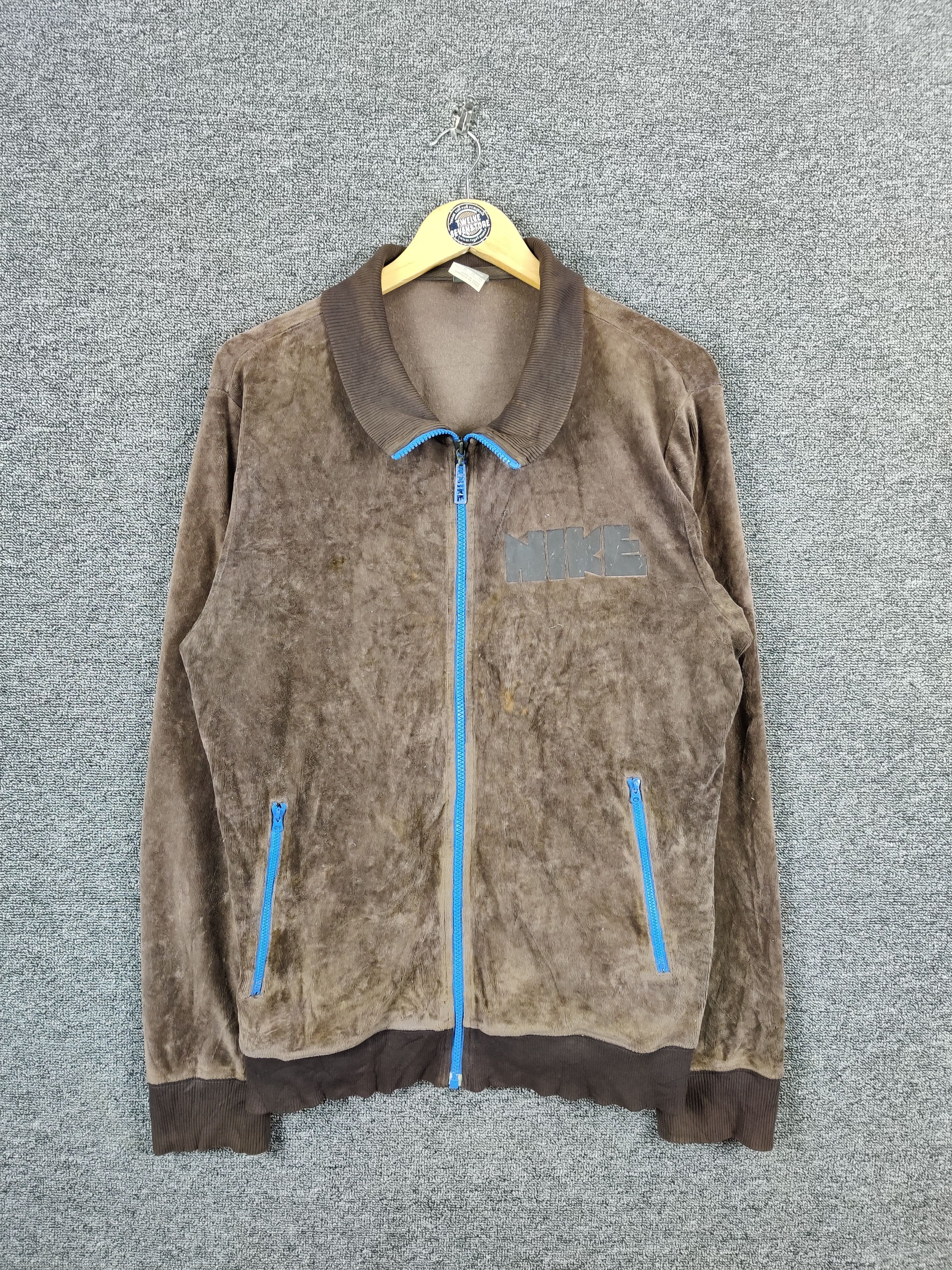 Nike Nice 🤎 Vintage Nike Velvet Zipper Sweater Jacket Size US XL / EU 56 / 4 - 1 Thumbnail