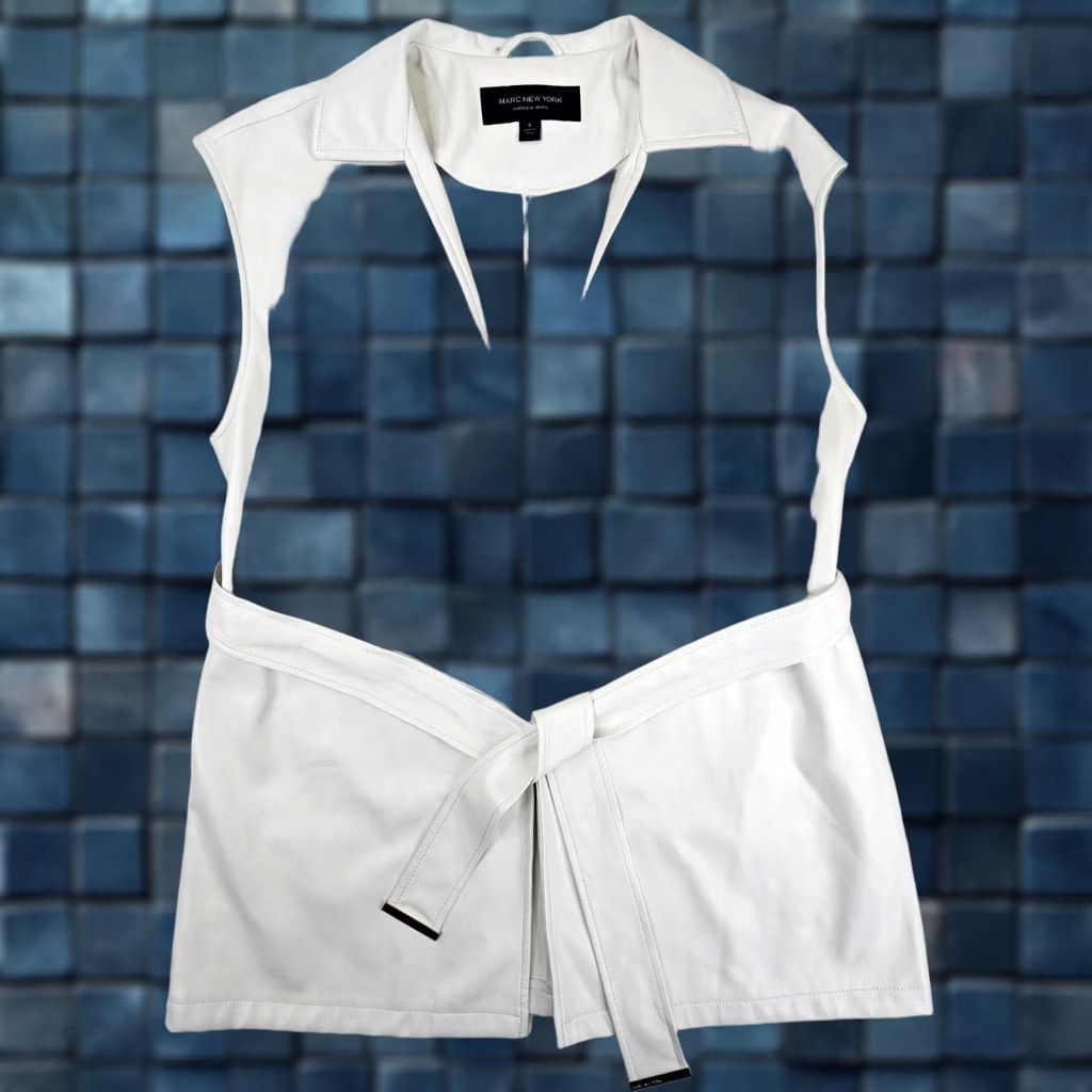 Andrew Marc VINTAGE Andrew Marc New York Belted Vest Women S White Open Cardigan EUC Size S / US 4 / IT 40 - 1 Thumbnail