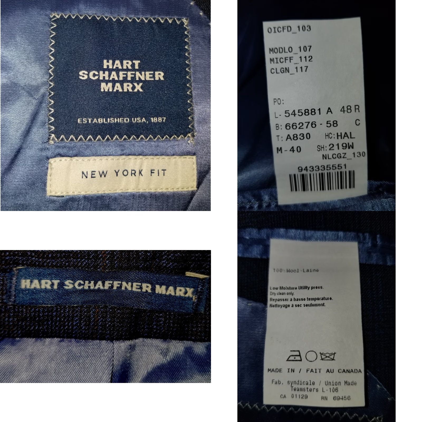 Hart Schaffner Marx Hart Schaffner Marx NY Fit 48R red Blue Plaid 2-piece DRAGO Suit Jacket Pants Size 48R - 10 Thumbnail