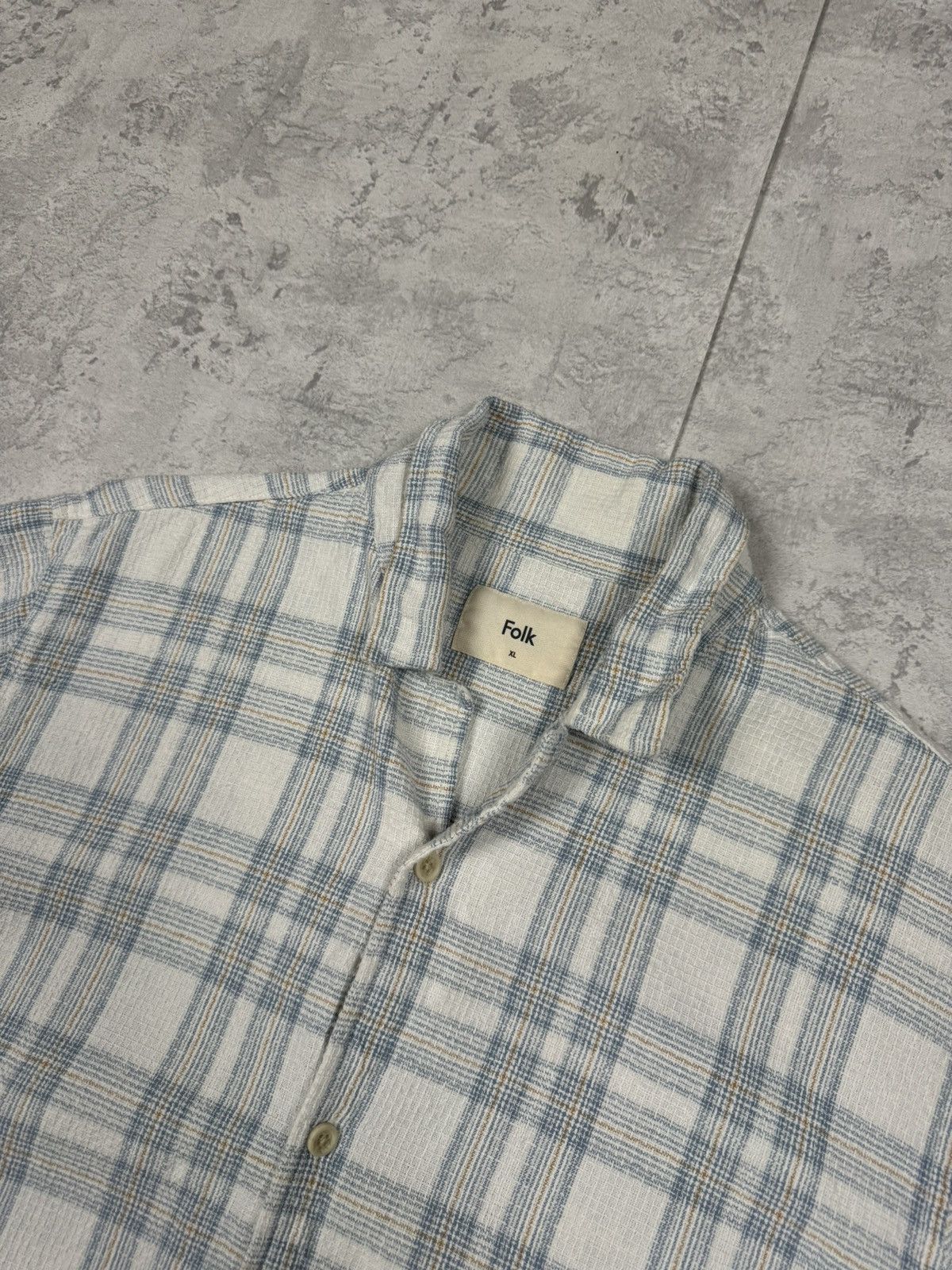 Folk Folk Linen Blend Plaid Short Sleeve Shirt Size XL Blue White Size US XL / EU 56 / 4 - 5 Thumbnail