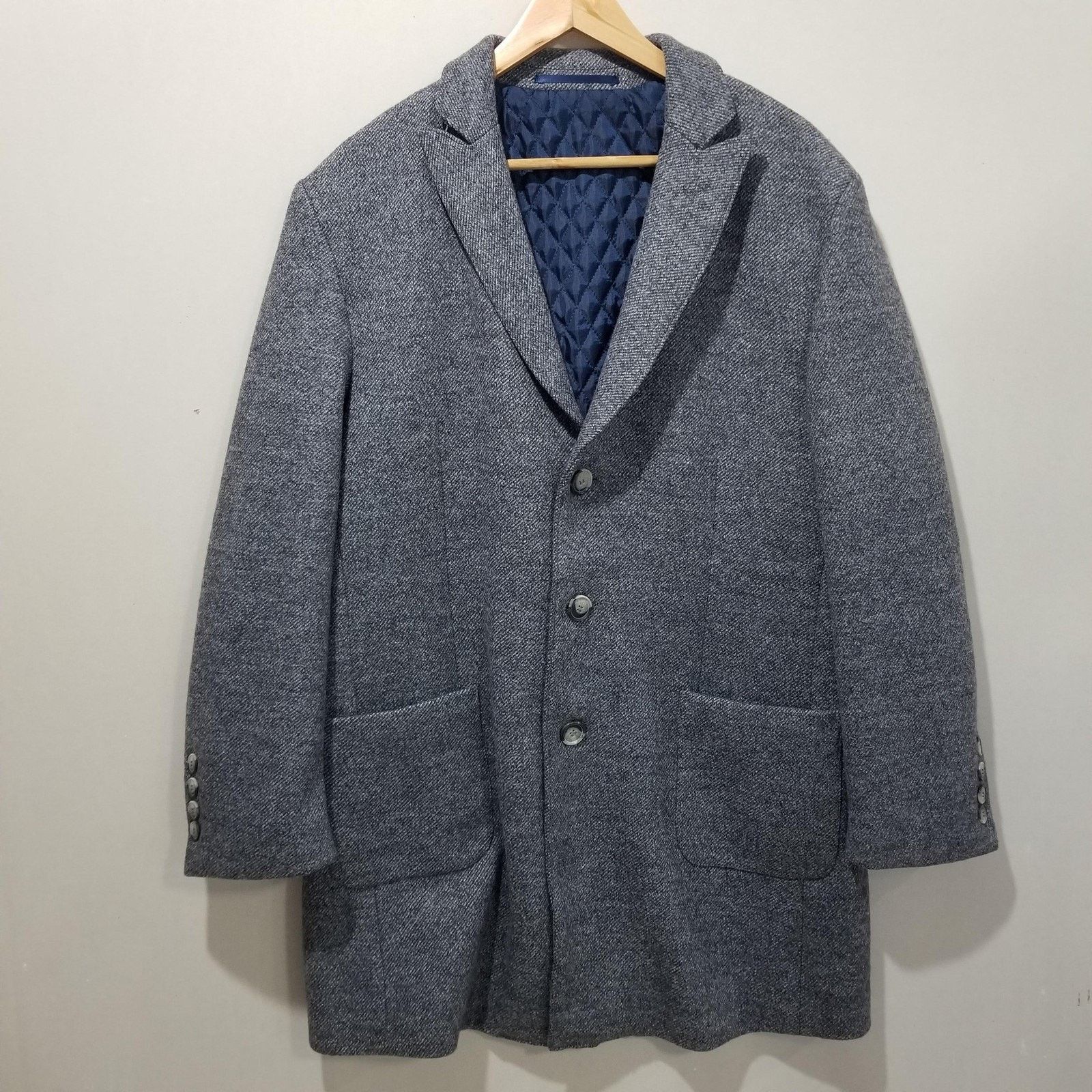 Other Enzo Tovare Coat 44 Gray Wool Blend Quilted Lined Overcoat Size US L / EU 52-54 / 3 - 3 Thumbnail