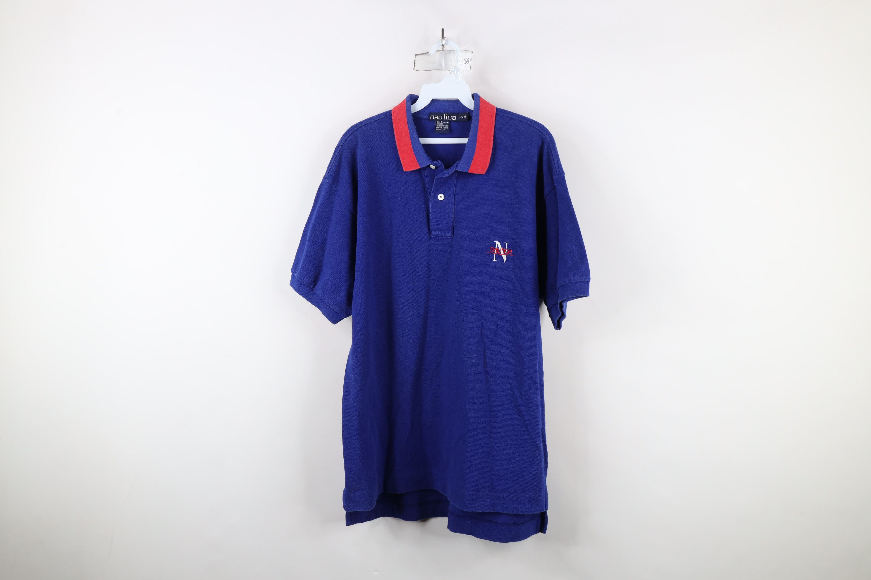 Nautica × Vintage Vintage 90s Nautica Out Short Sleeve Polo Shirt Blue Size US M / EU 48-50 / 2 - 1 Thumbnail