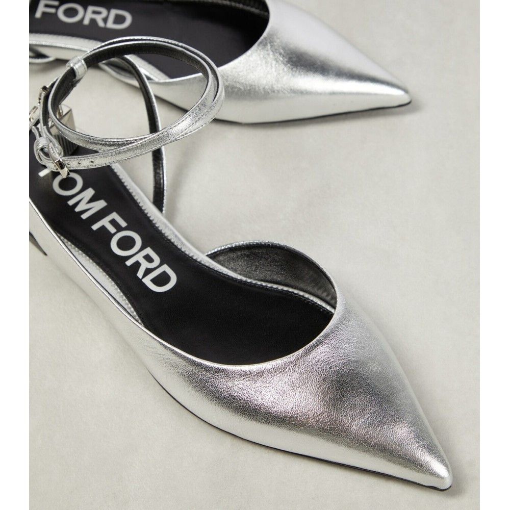 Tom Ford o1loc1c0924 W2963 Ballerinas Flats in Silver Size US 10 / IT 40 - 5 Thumbnail