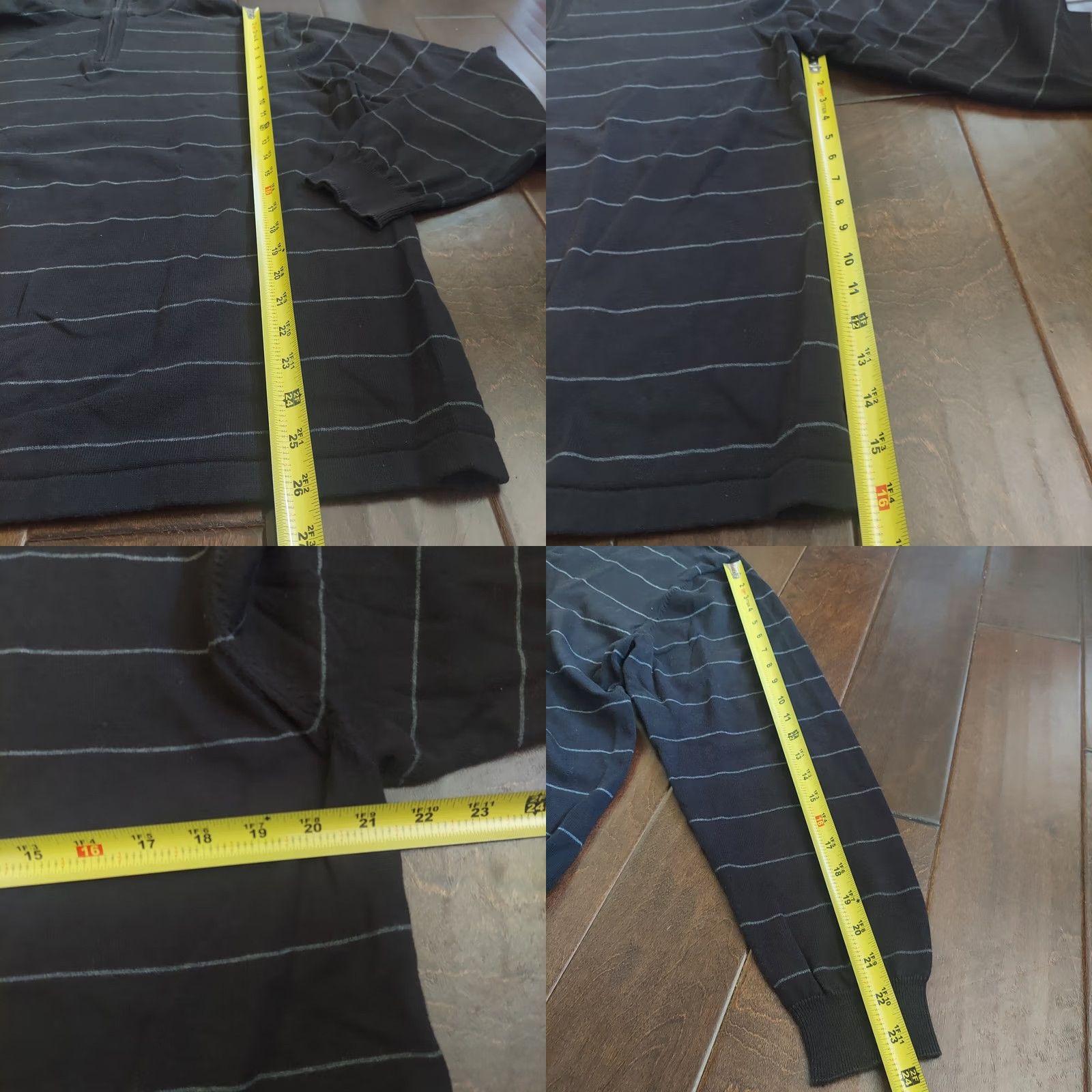 Van Heusen Van Heusen Men’s Black Striped Half Zip Turtleneck Sweatshirt - Size L, Wool/Cotton, Pullover, Vintage: No, Casual Size US L / EU 52-54 / 3 - 8 Thumbnail