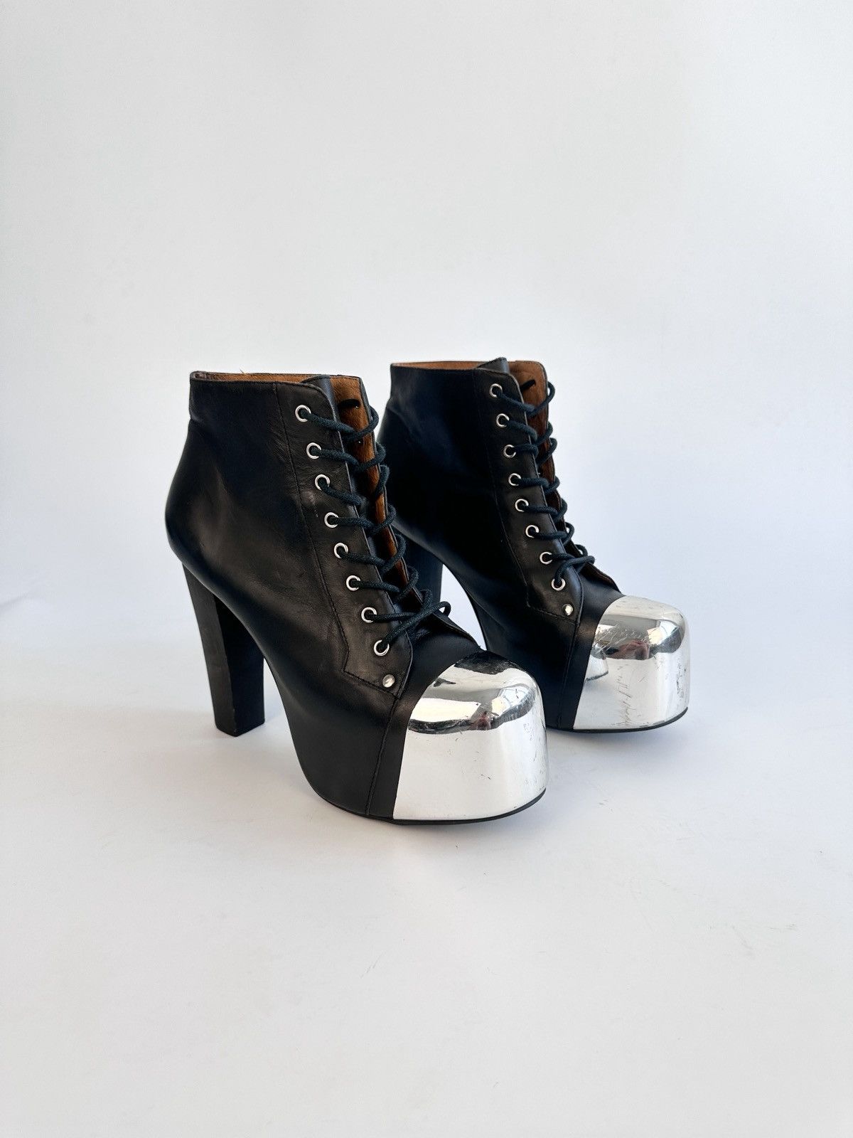 Jeffrey Campbell Jeffrey Campbell Lita Cap Platform Ankle Boots Leather 41 Size US 10 / IT 40 - 1 Thumbnail