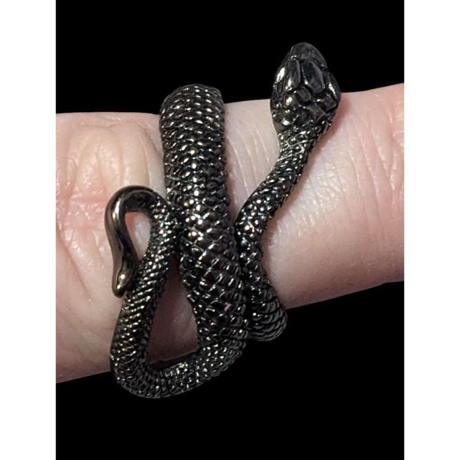 Other Gothic Gunmetal Tone Textured Snake Ring Size 5 1/2 Size ONE SIZE - 5 Thumbnail