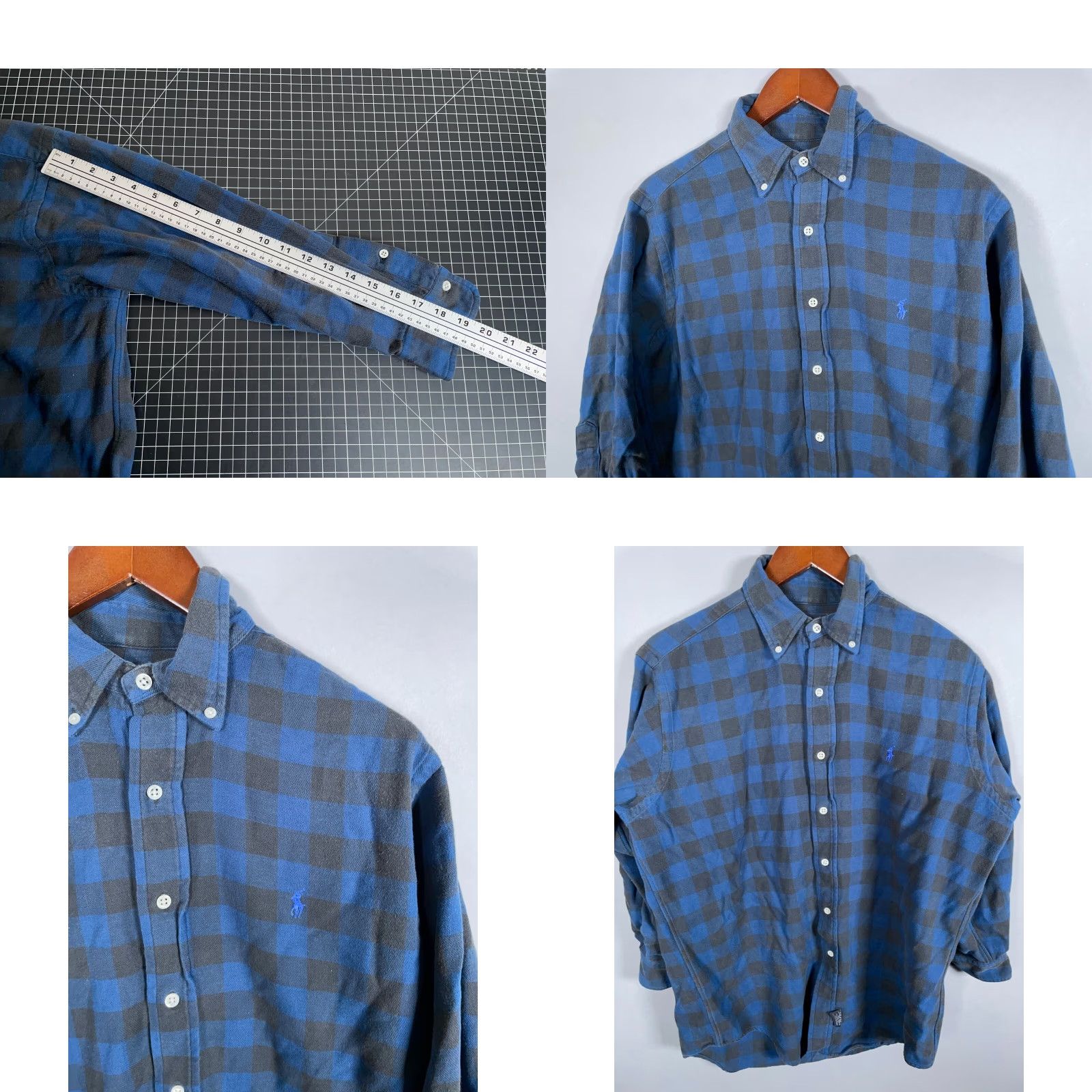 Polo Ralph Lauren VINTAGE Polo Ralph Lauren Flannel Shirt Adult Medium Blue Black Buffalo Plaid Oversized 80s Womens Size M / US 6-8 / IT 42-44 - 8 Thumbnail