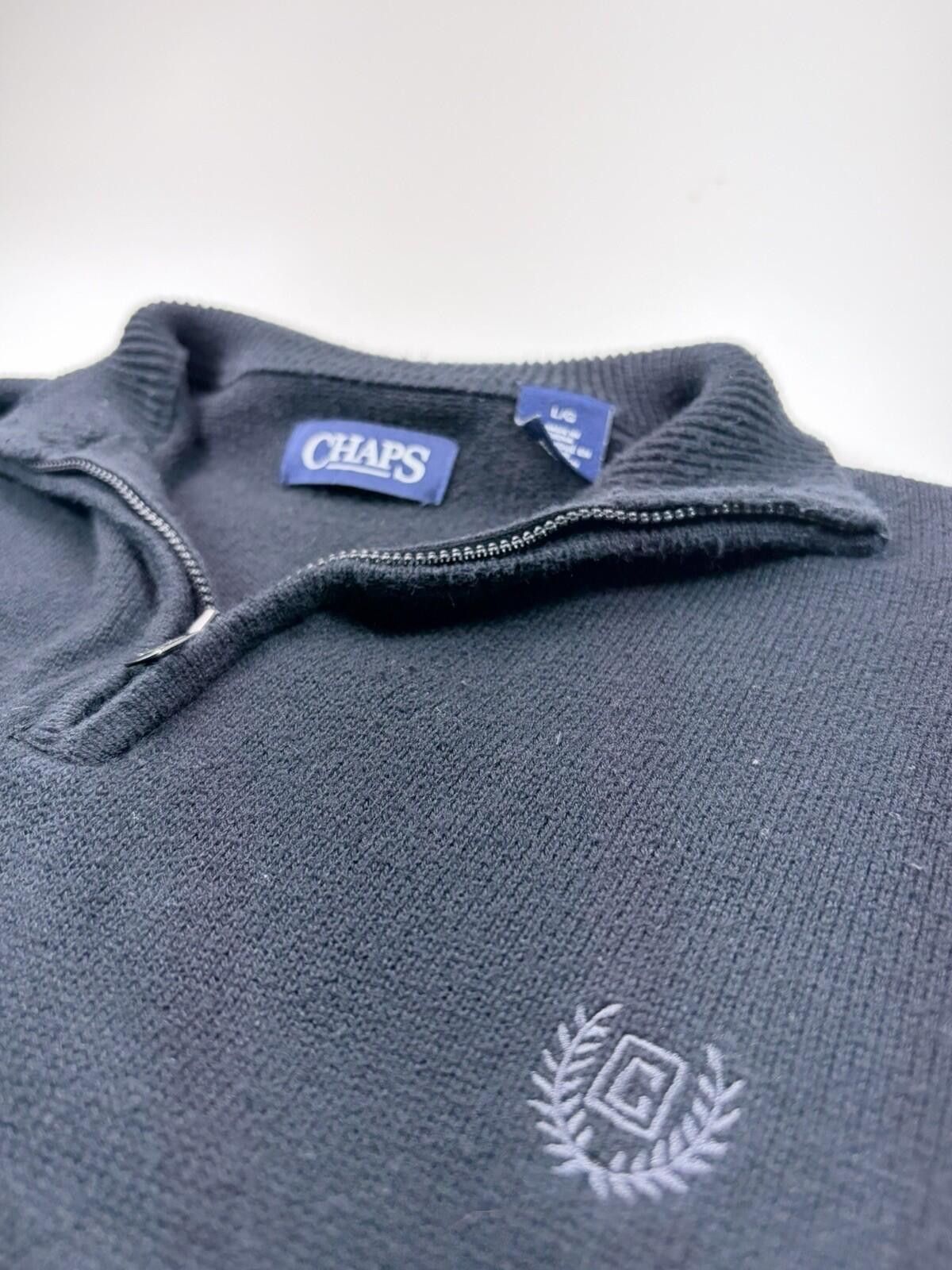 Chaps Chaps black cotton-blend quarter-zip pullover sweater Size L Size US L / EU 52-54 / 3 - 3 Thumbnail