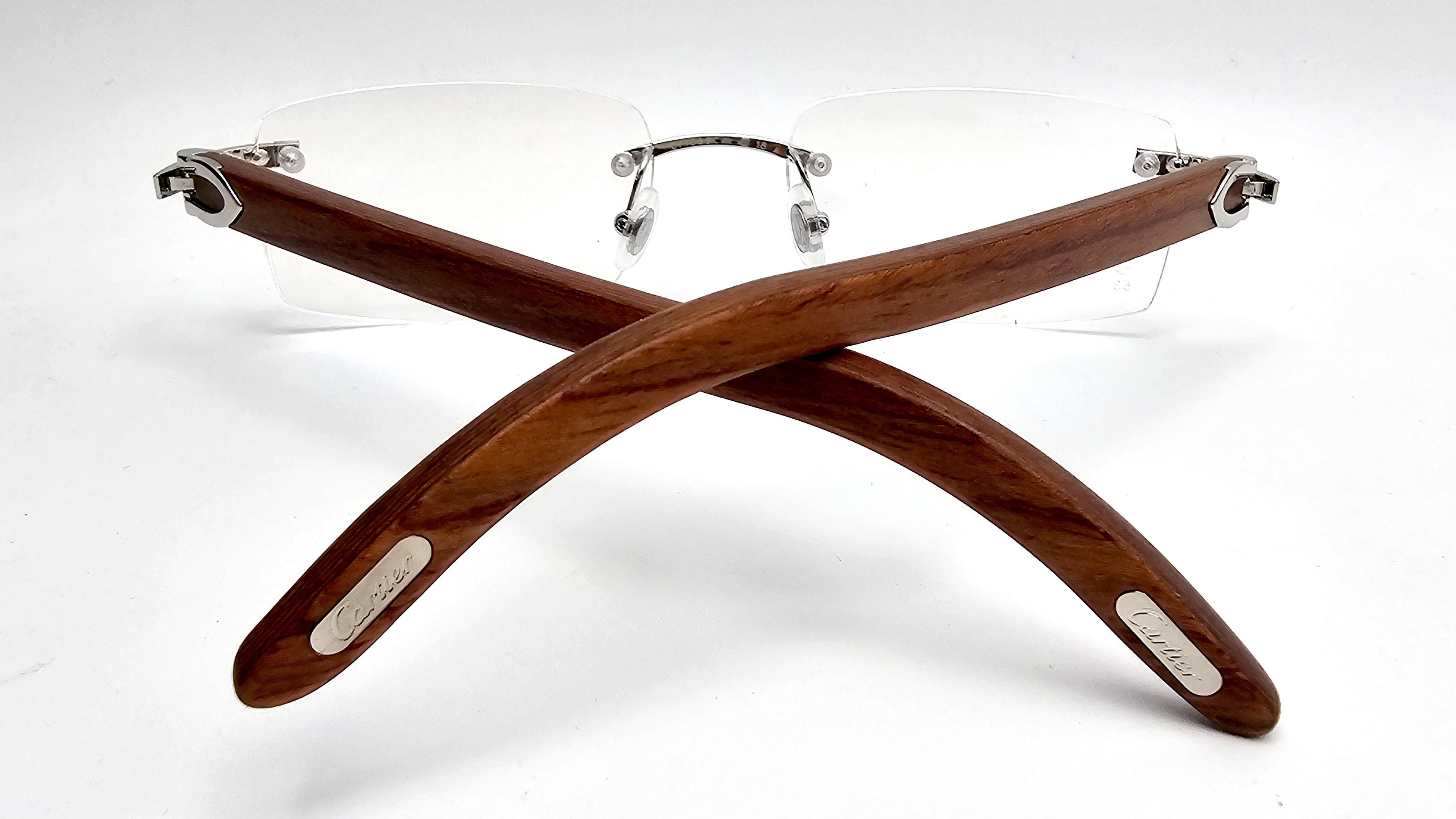 Cartier NEW! Cartier Ibiza Wood Silver Glasses CT00520 Size ONE SIZE - 9 Thumbnail