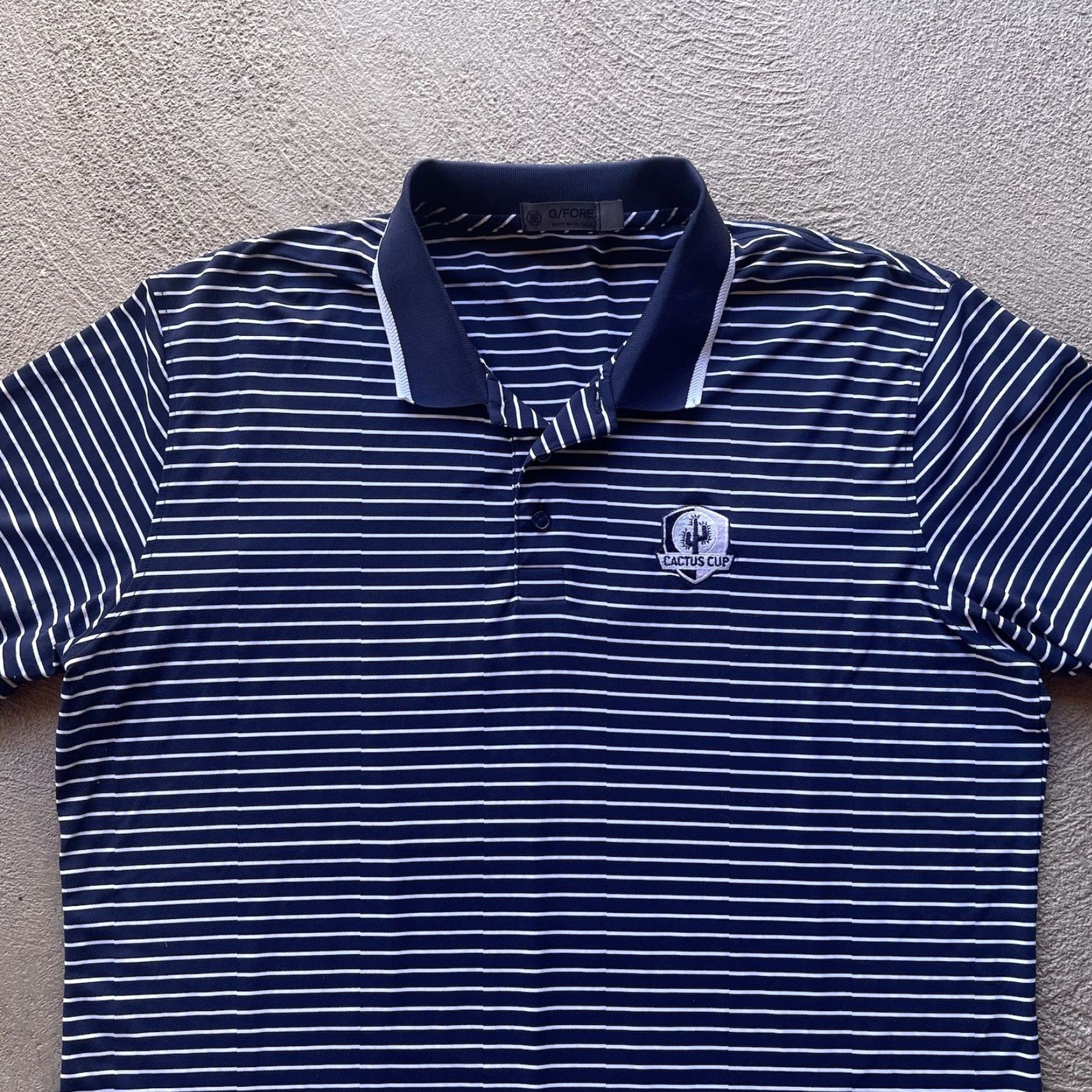 G/FORE G/Fore Polo Shirt Mens Large Blue White Performance Stretch Striped Golf Basic Size US L / EU 52-54 / 3 - 3 Thumbnail