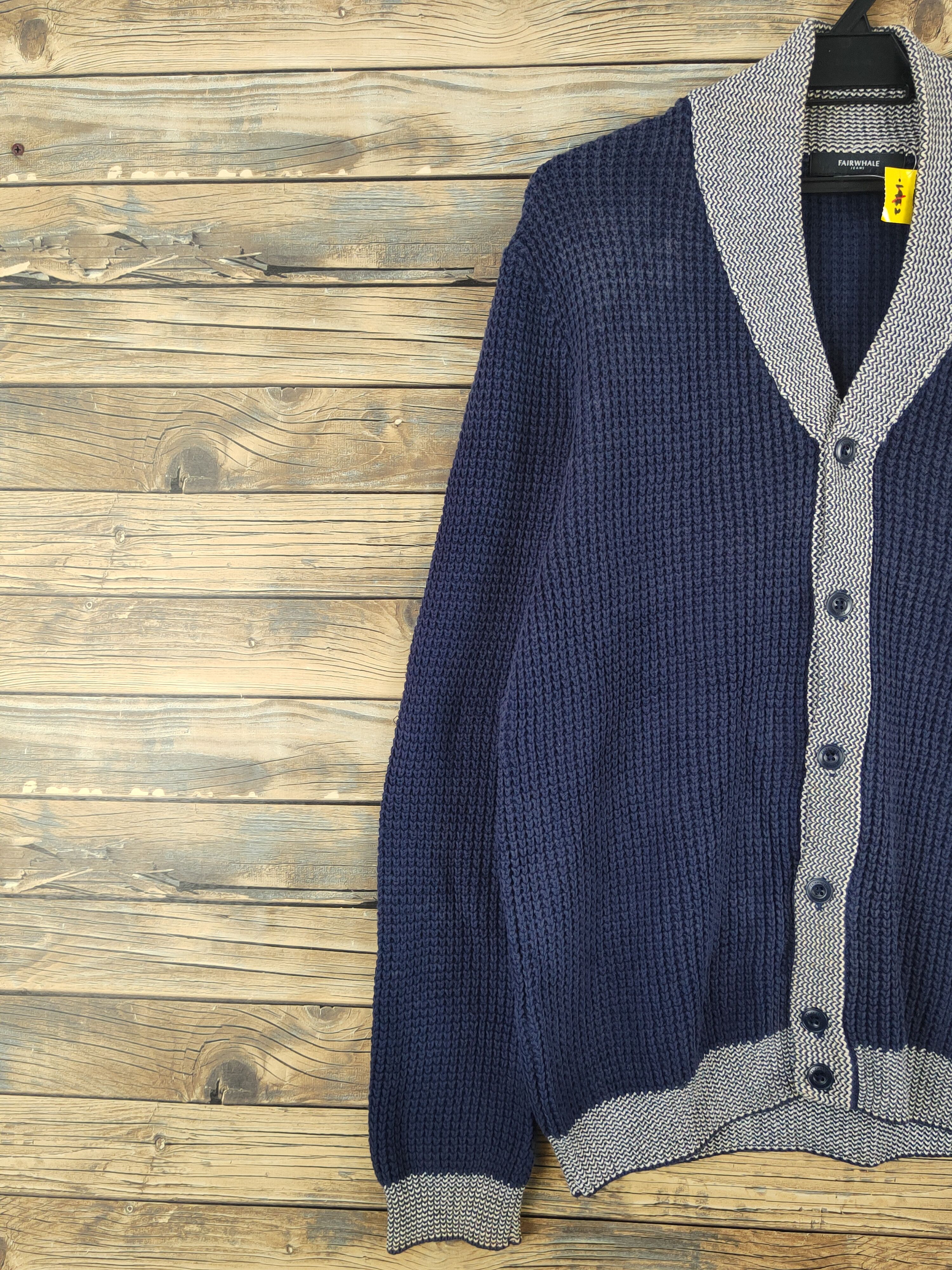 Homespun Knitwear Fairwhale Navy Knitwear Cardigan #W1097 Size US L / EU 52-54 / 3 - 3 Thumbnail