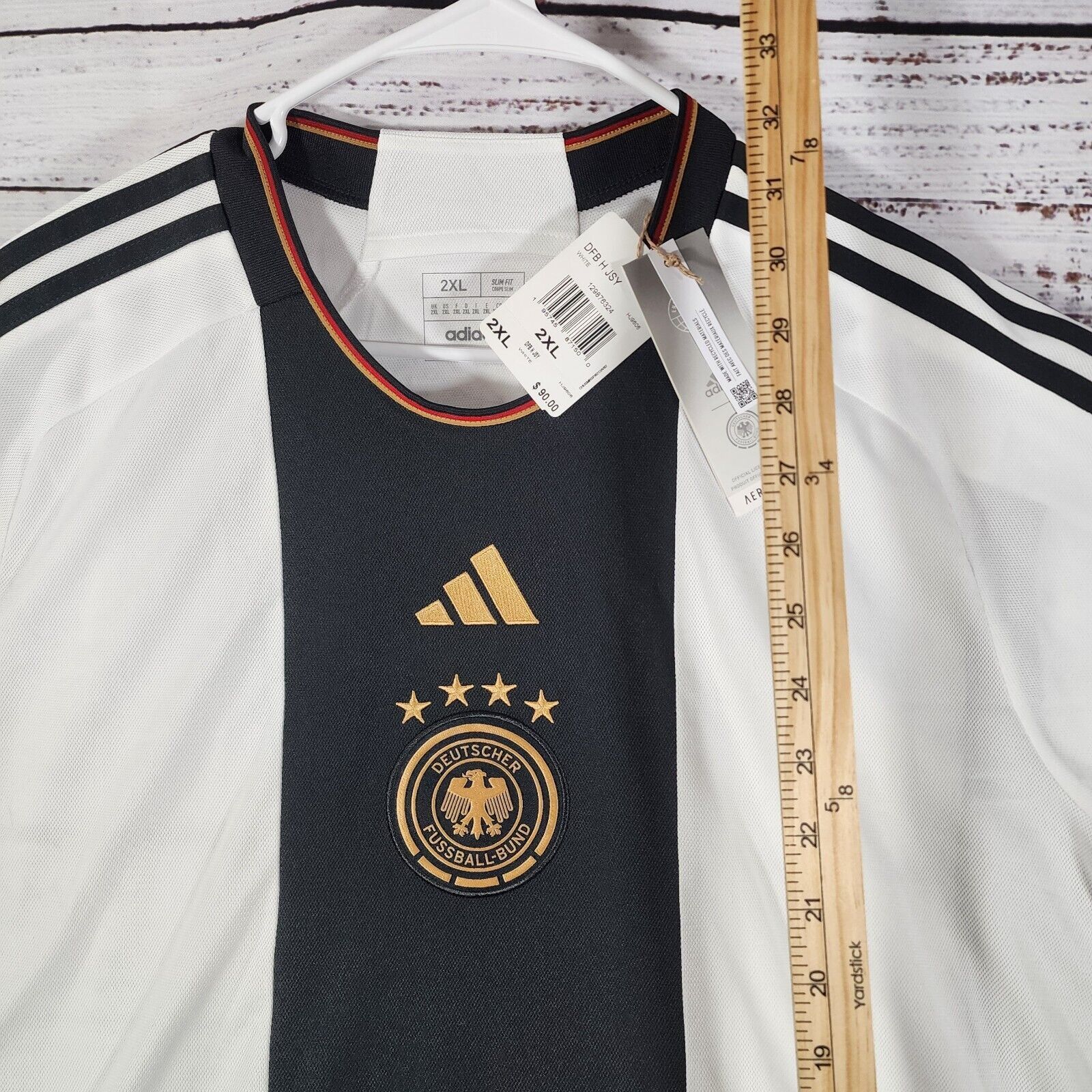 Adidas NWT Adidas German Deutscher Fussball-Bund 2X White Jersey 22 Size US XXL / EU 58 / 5 - 11 Thumbnail