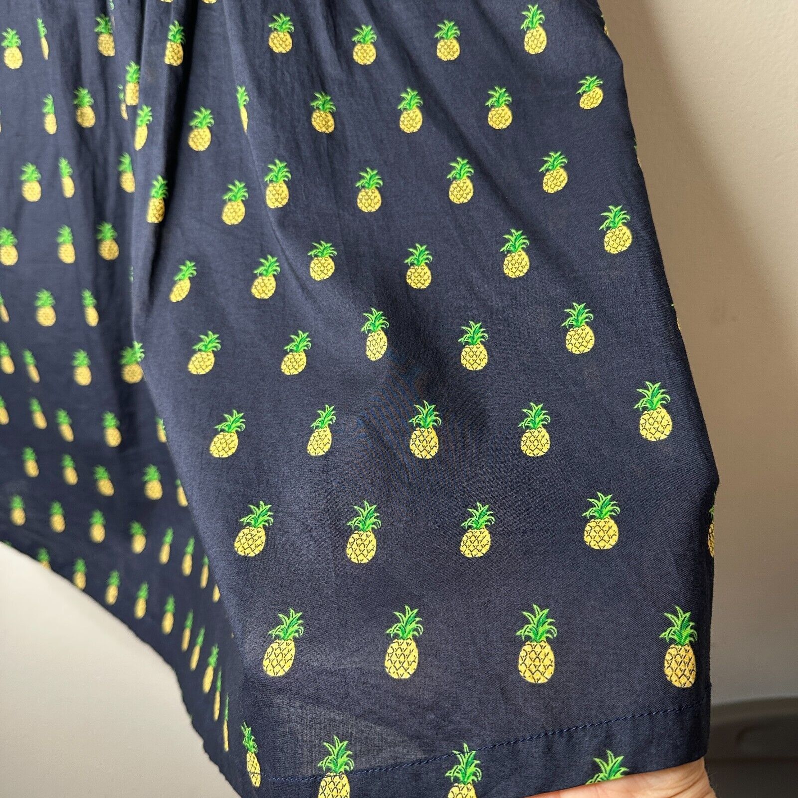 Anthropologie Mo:Vint NY Navy Pineapple Print Pleated Tie Midi Skirt SM Size 27" / US 4 / IT 40 - 5 Thumbnail