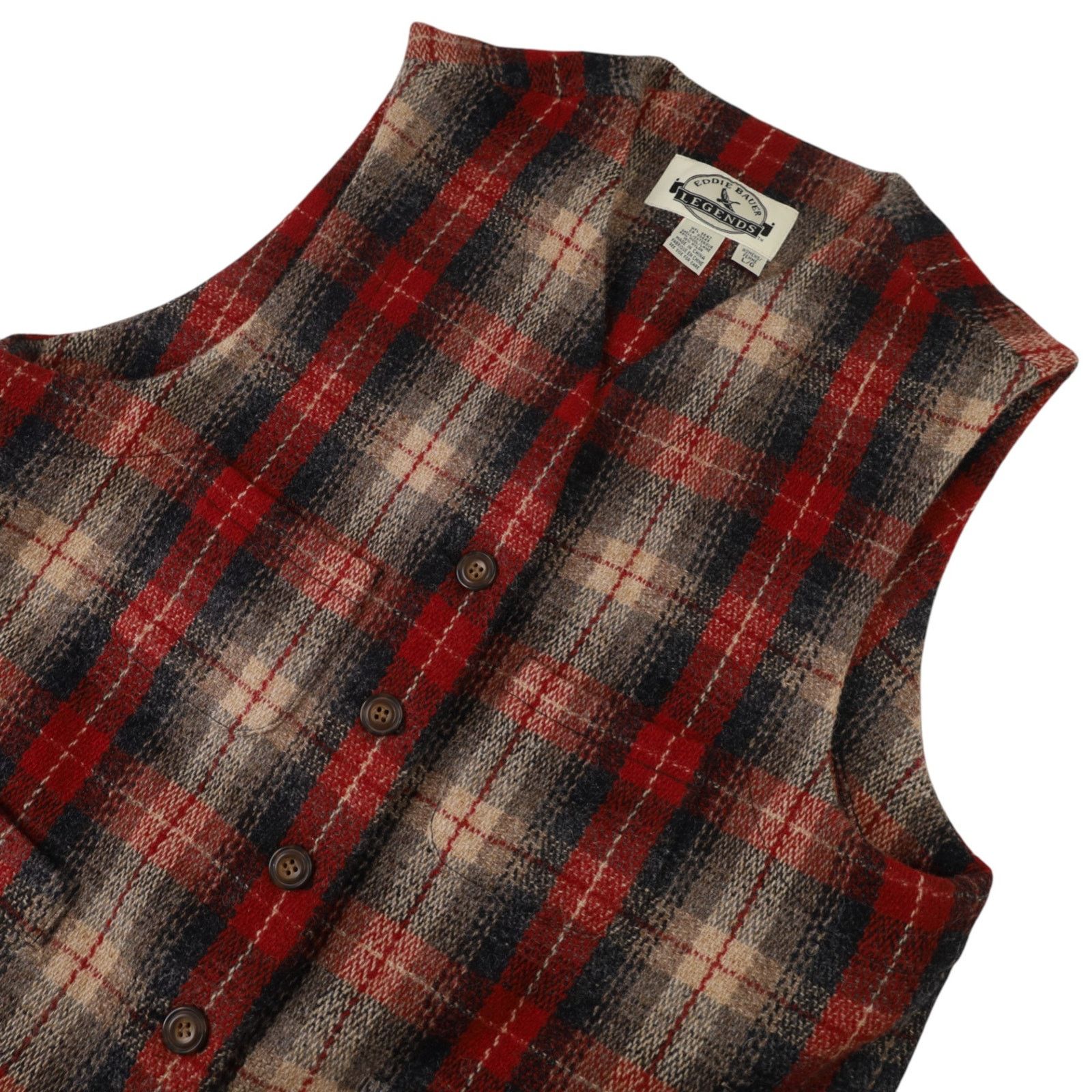 Eddie Bauer × Vintage Vintage Eddie Bauer Legends Shadow Plaid Wool Vest Size L / US 10 / IT 46 - 2 Thumbnail
