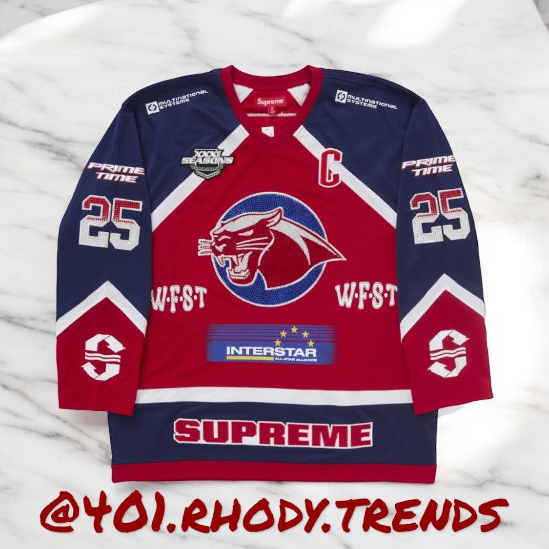 Supreme Supreme Rhinestone Hockey Jersey ss25 Size US XL / EU 56 / 4 - 1 Thumbnail