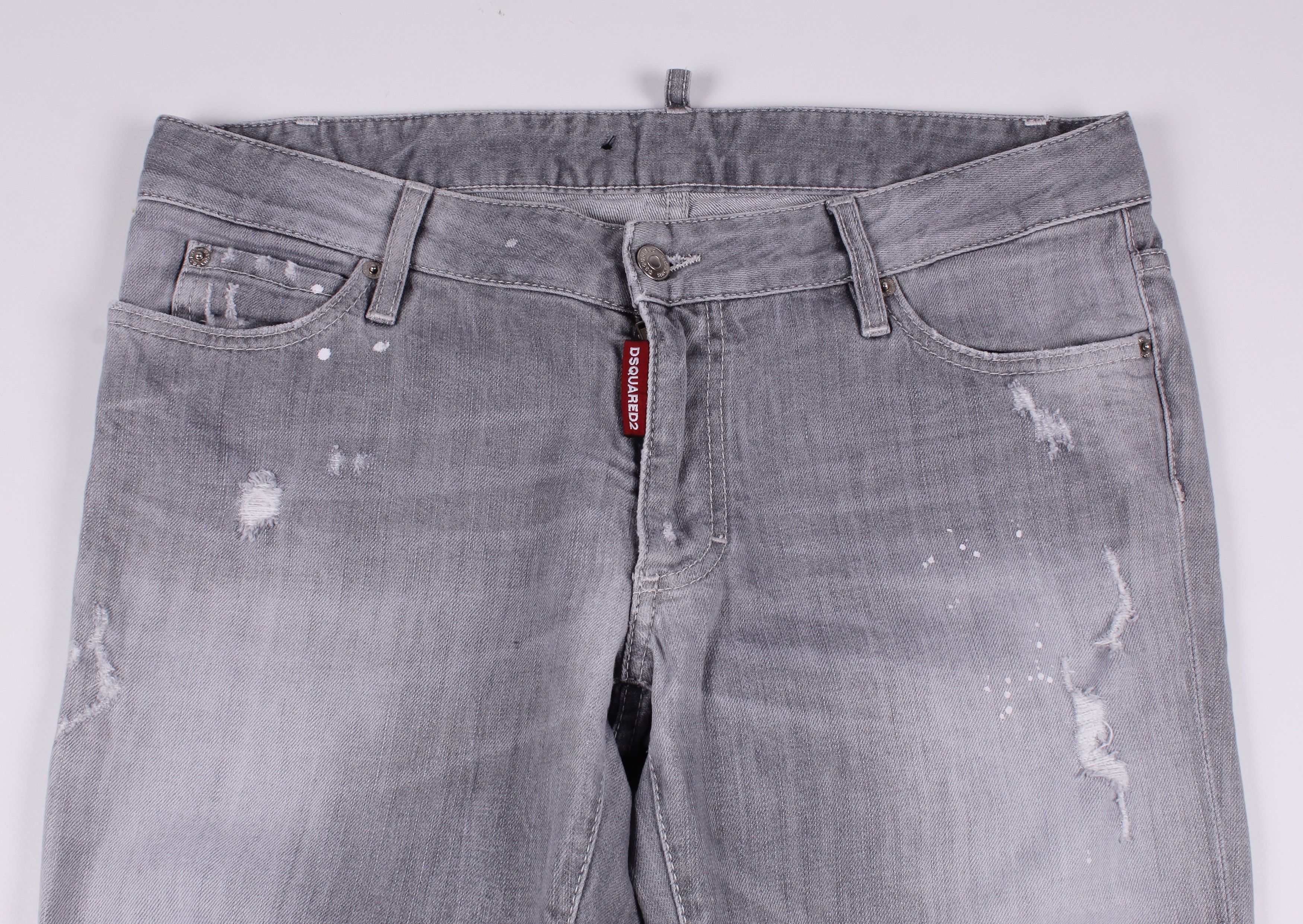 Dsquared2 Dsquared2 Grey Distressed Slim Fit Denim Jeans Size US 32 / EU 48 - 2 Thumbnail