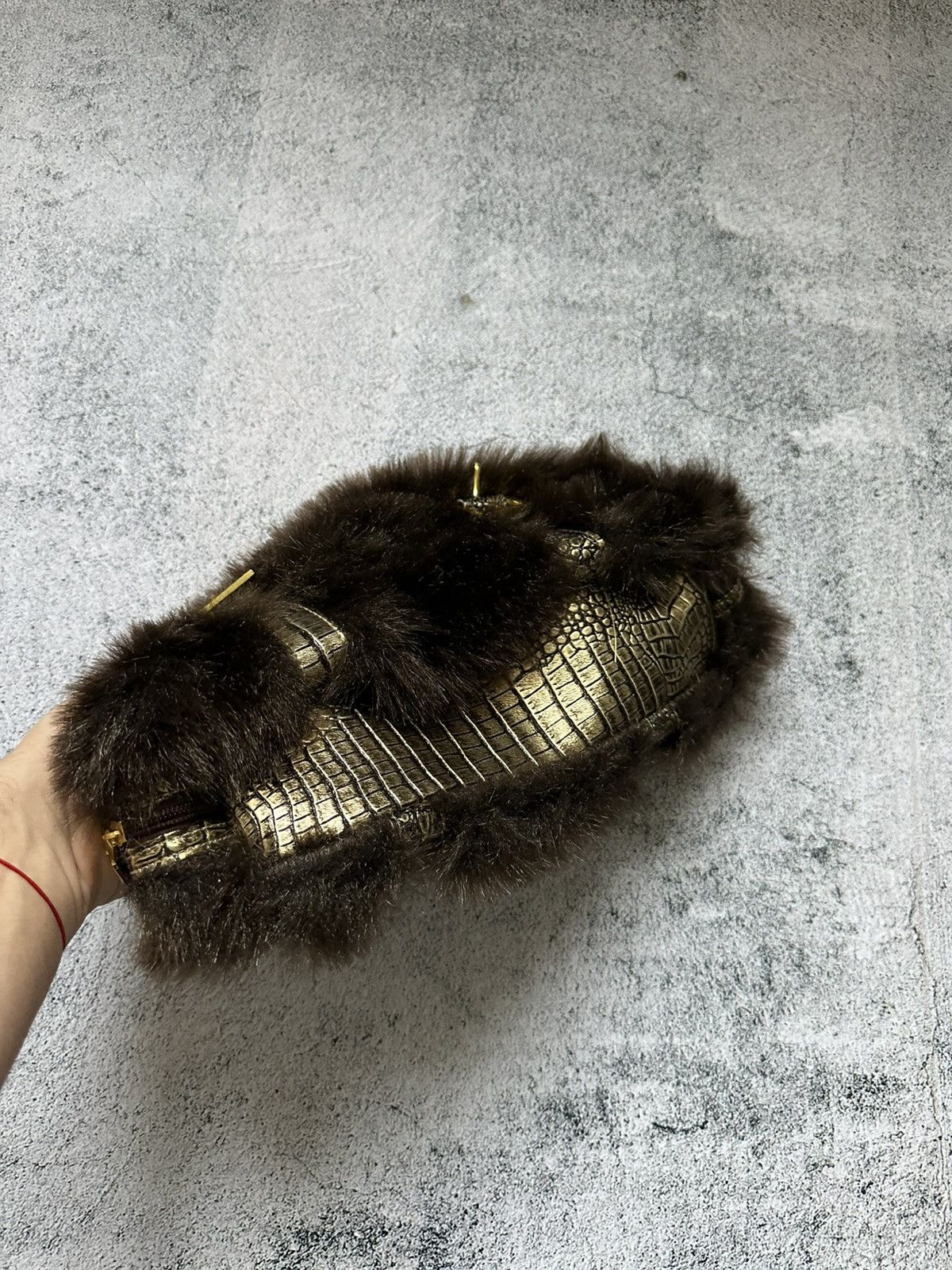Japanese Brand Faux Fur Handle Bag Japanase Diesel Style Y2K Size ONE SIZE - 5 Thumbnail