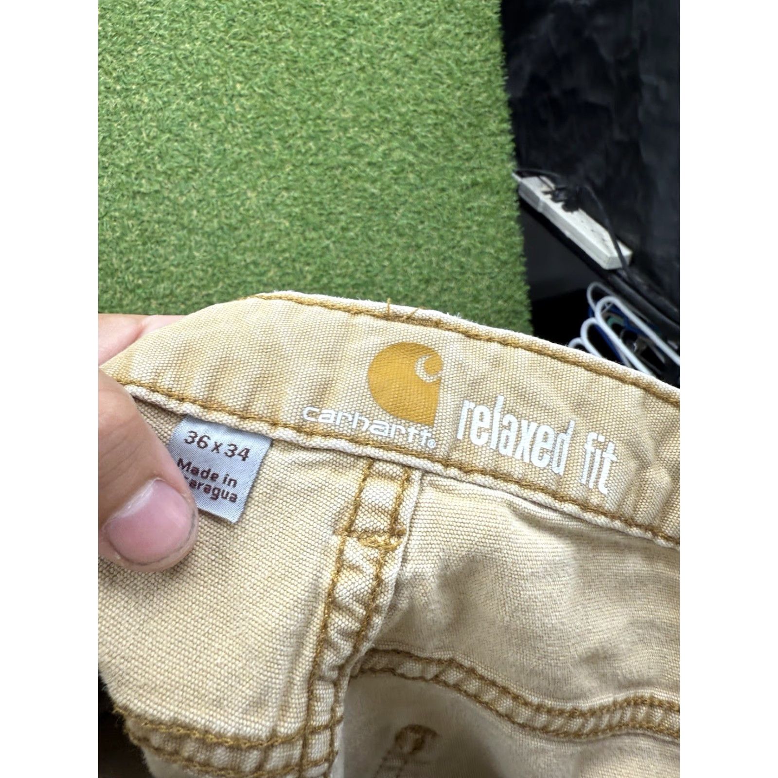 Carhartt Carhartt Carpenter Pants Mens 36x34 Beige Canvas Workwear Hunting Utility Size US 36 / EU 52 - 3 Thumbnail